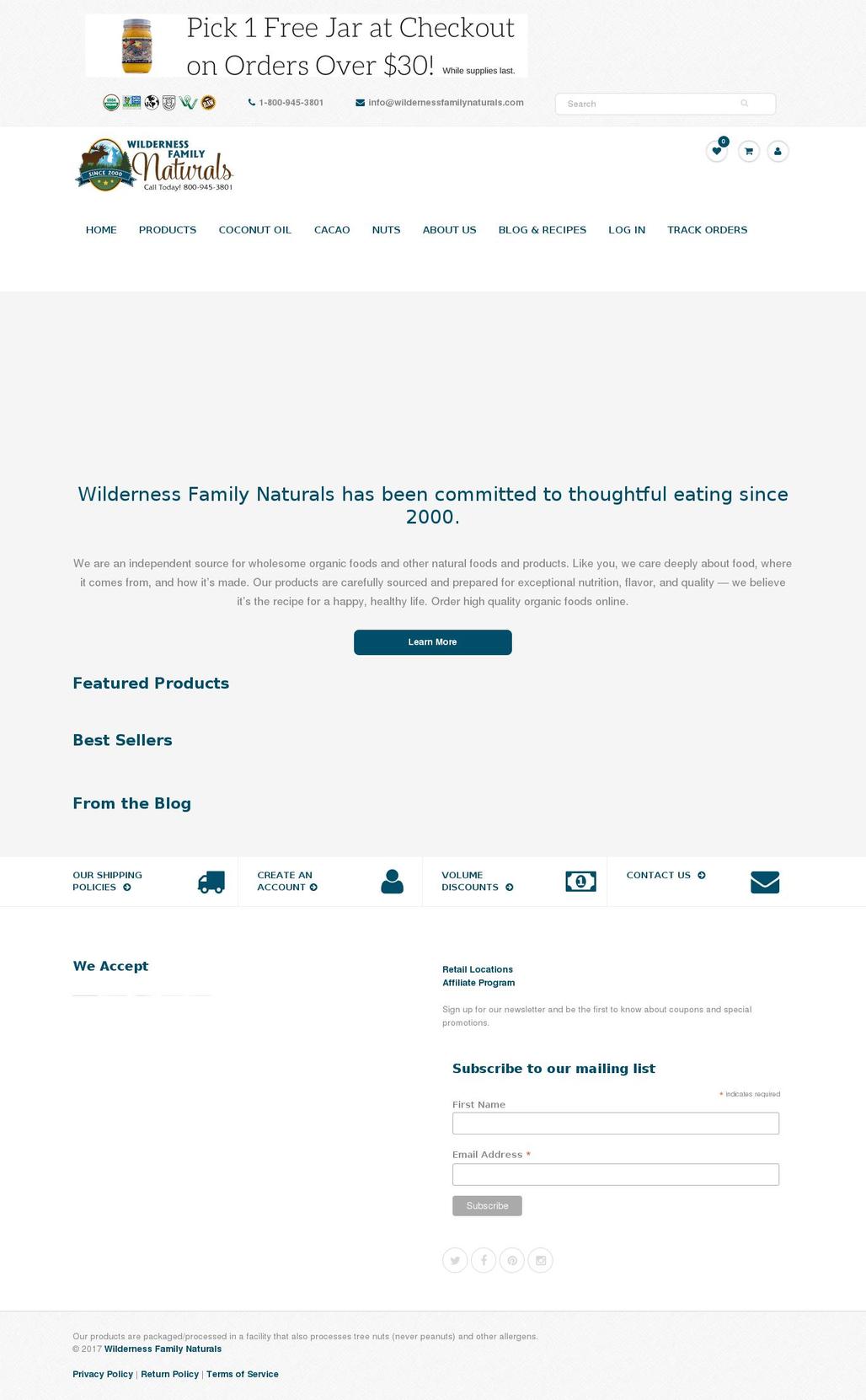 organic Shopify theme site example wildernessfamilynaturals.com