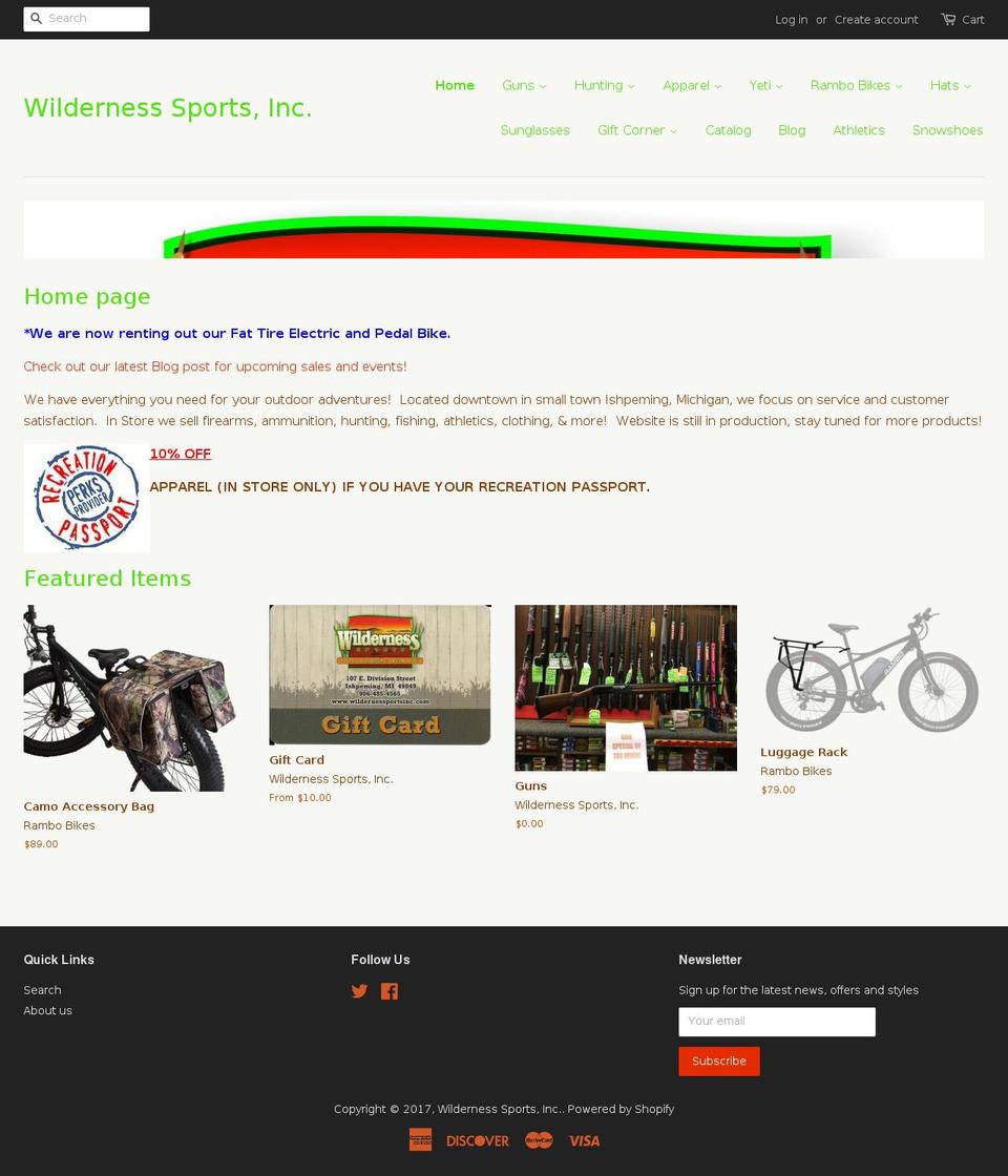 wildernessportsinc.com shopify website screenshot