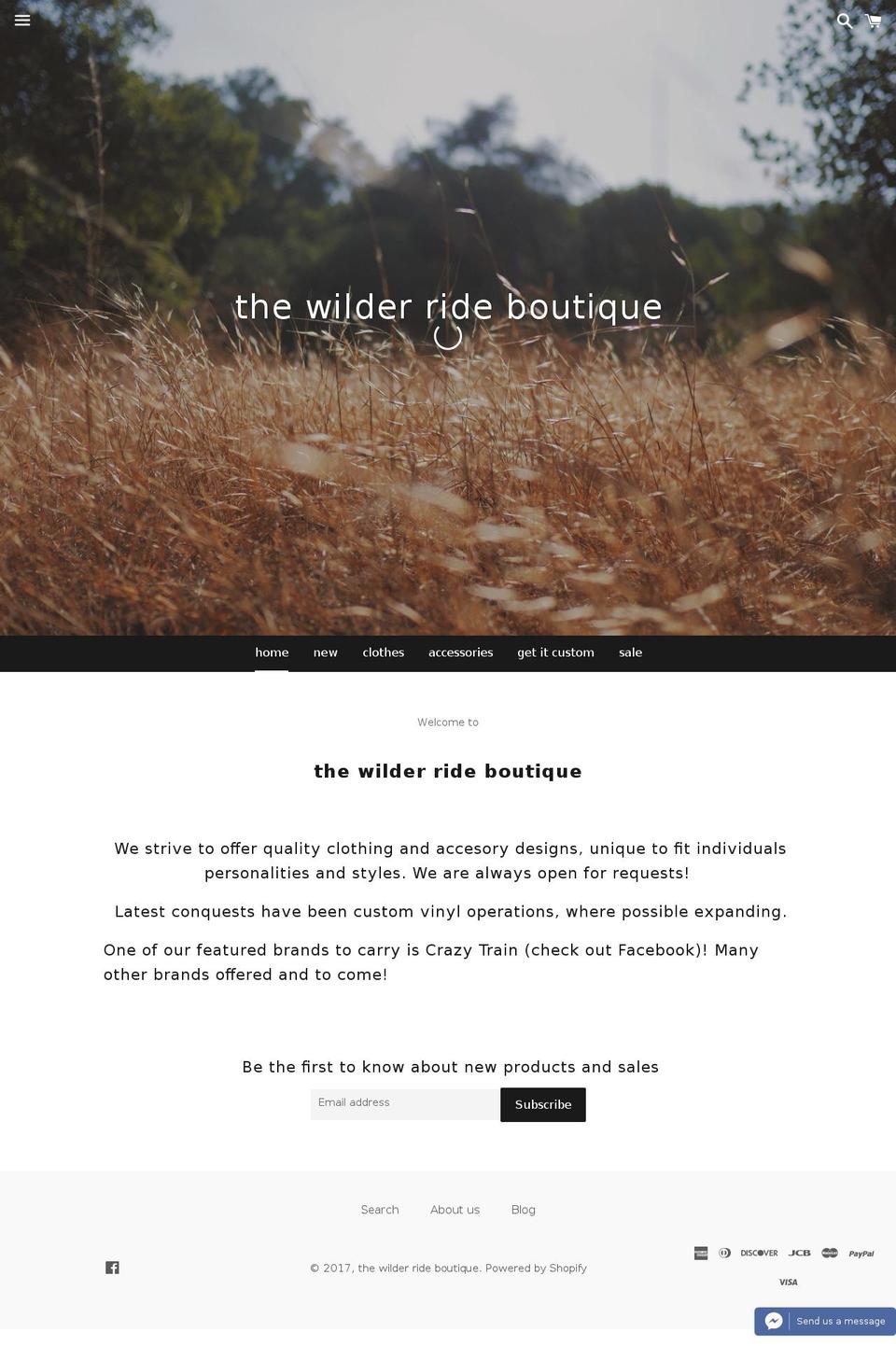 wilderrideboutique.com shopify website screenshot