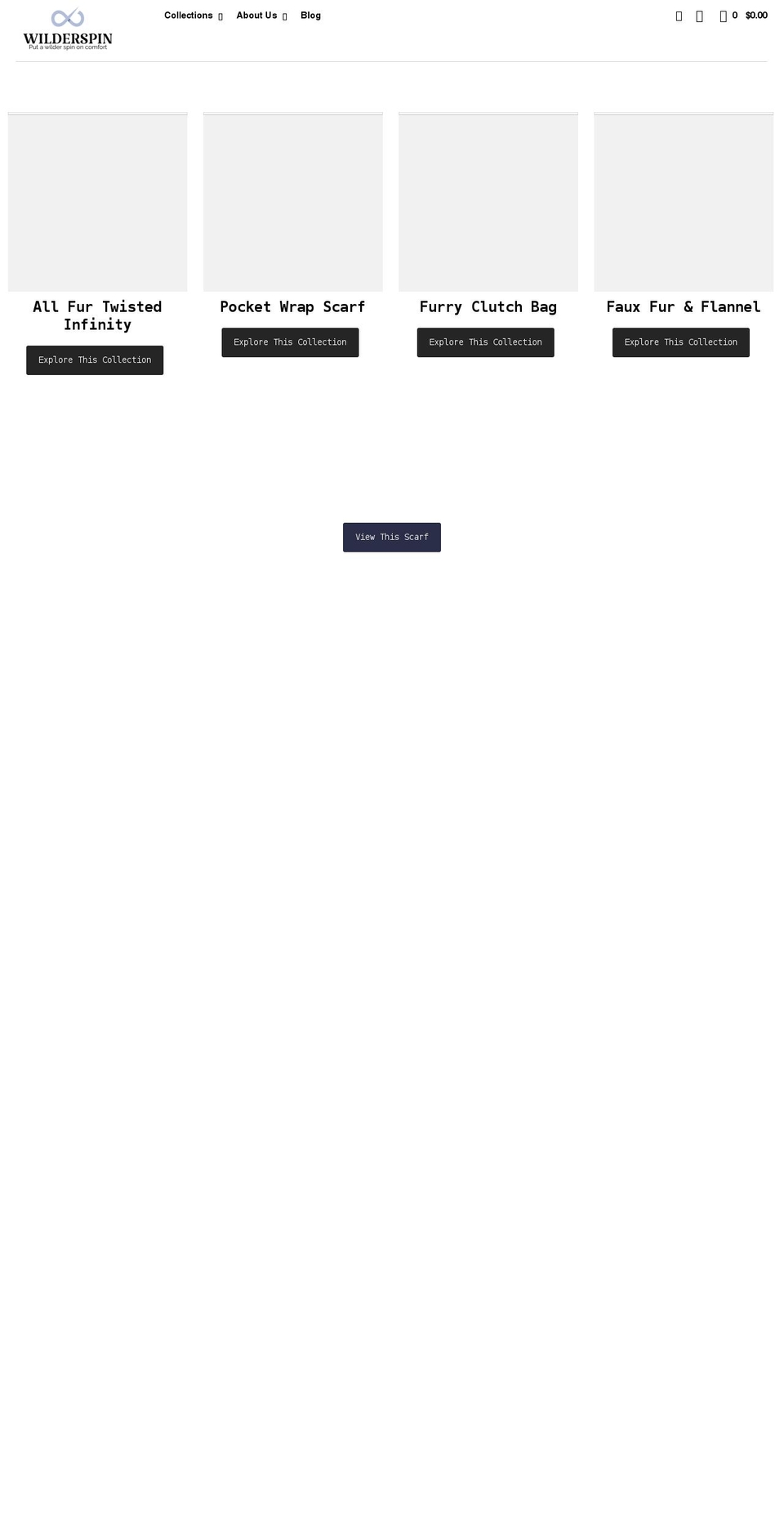 wilderspinscarves.com shopify website screenshot
