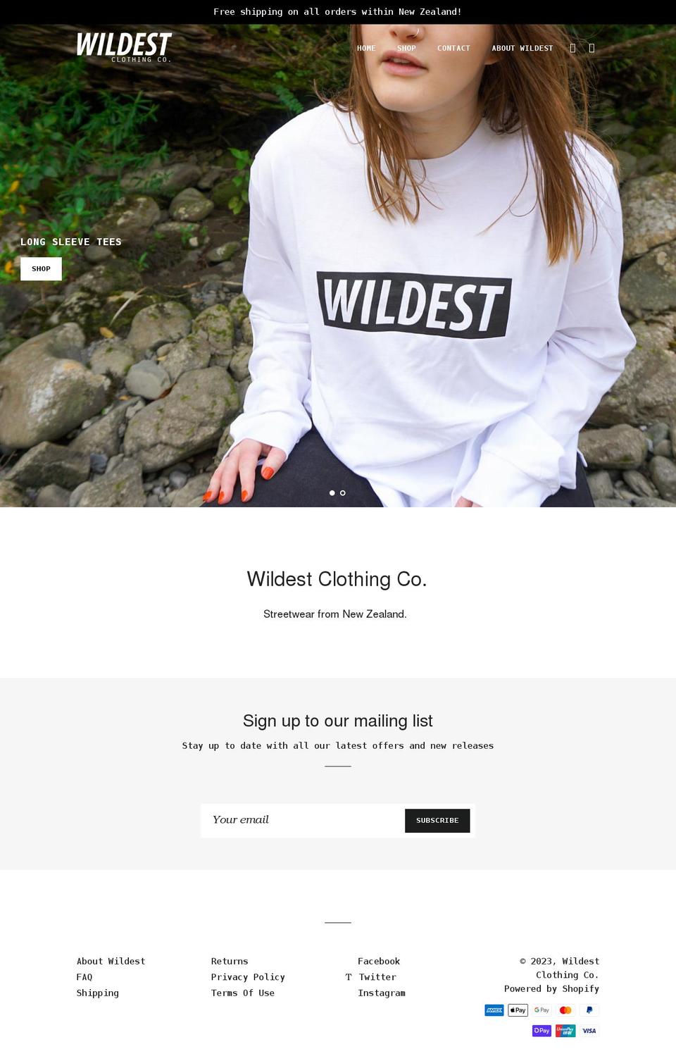 wildestclothingco.com shopify website screenshot