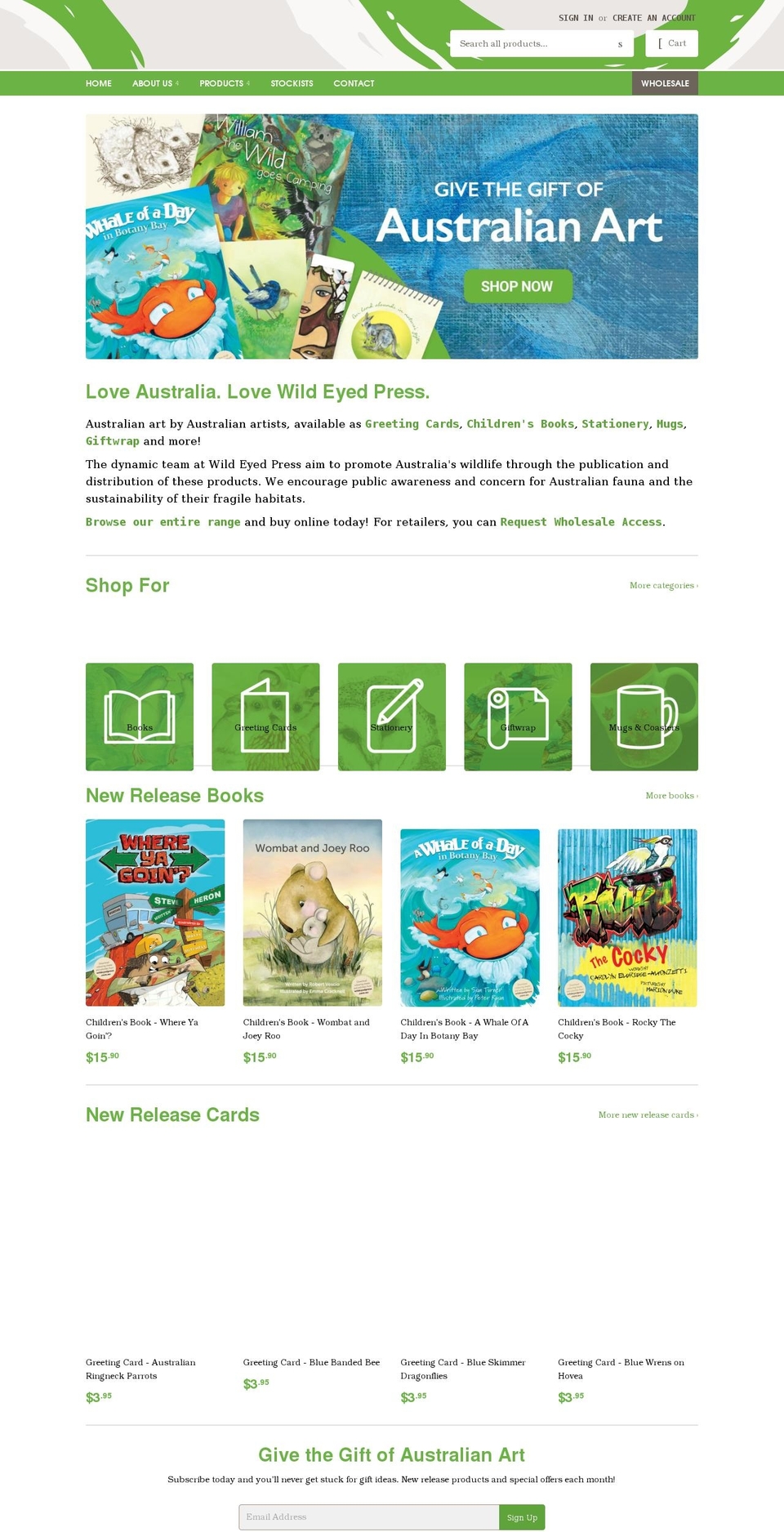 wildeyedpress.com.au shopify website screenshot