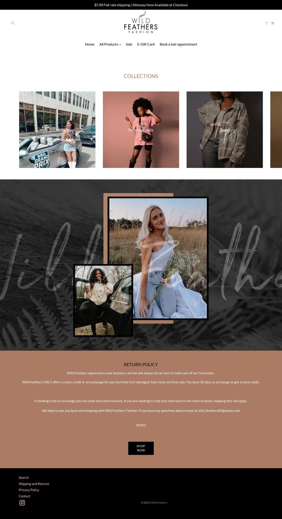 wildfeathers.org shopify website screenshot