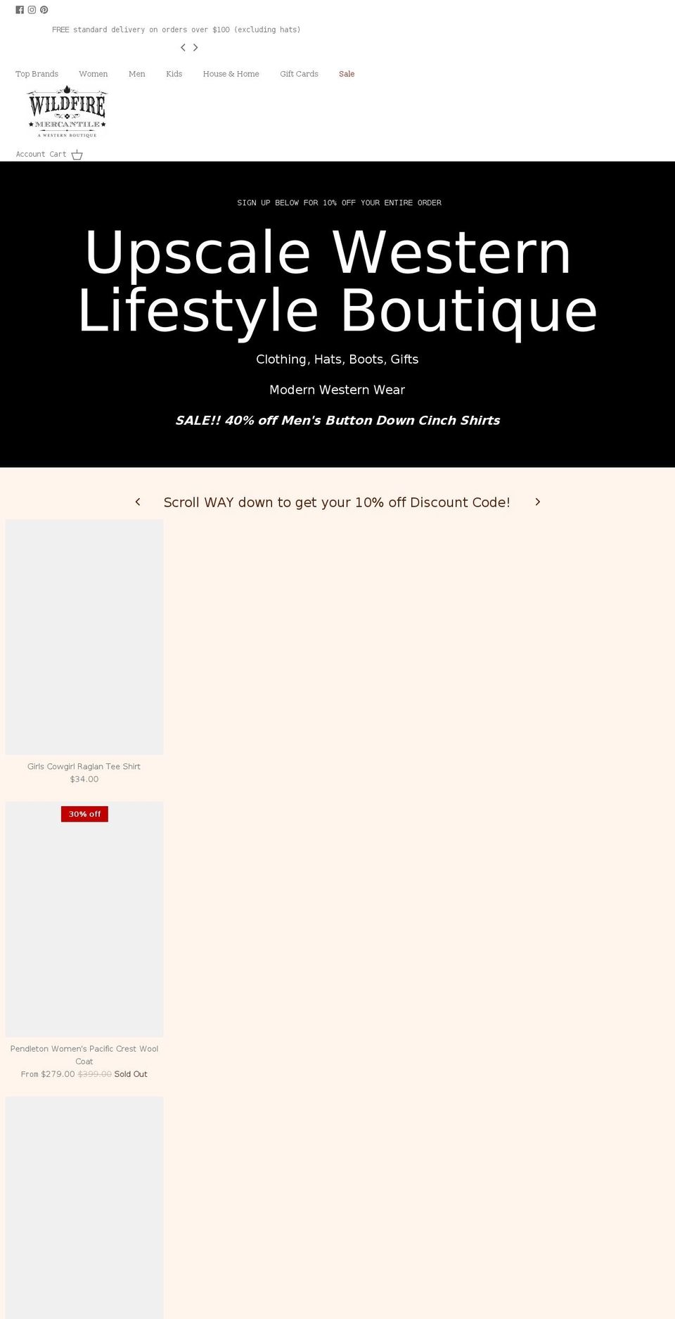wildfiremercantile.net shopify website screenshot