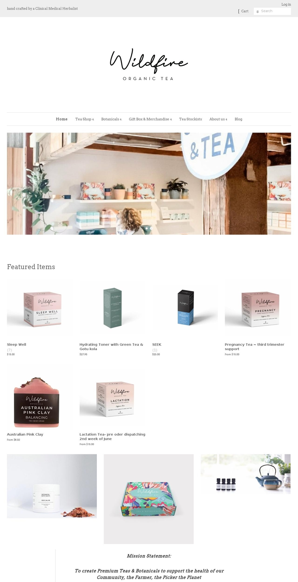 wildfireorganictea.com.au shopify website screenshot