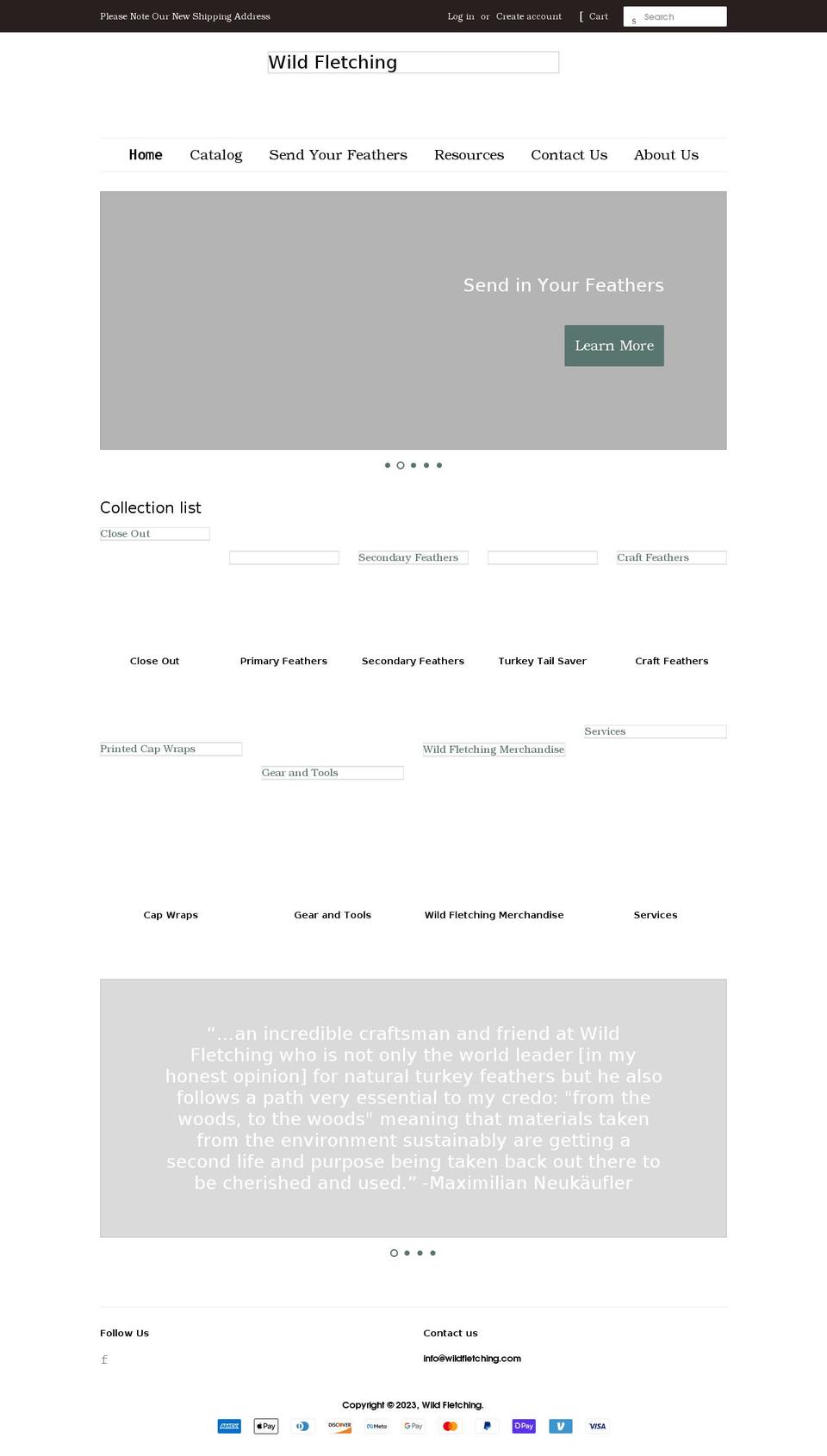 wildfletching.com shopify website screenshot