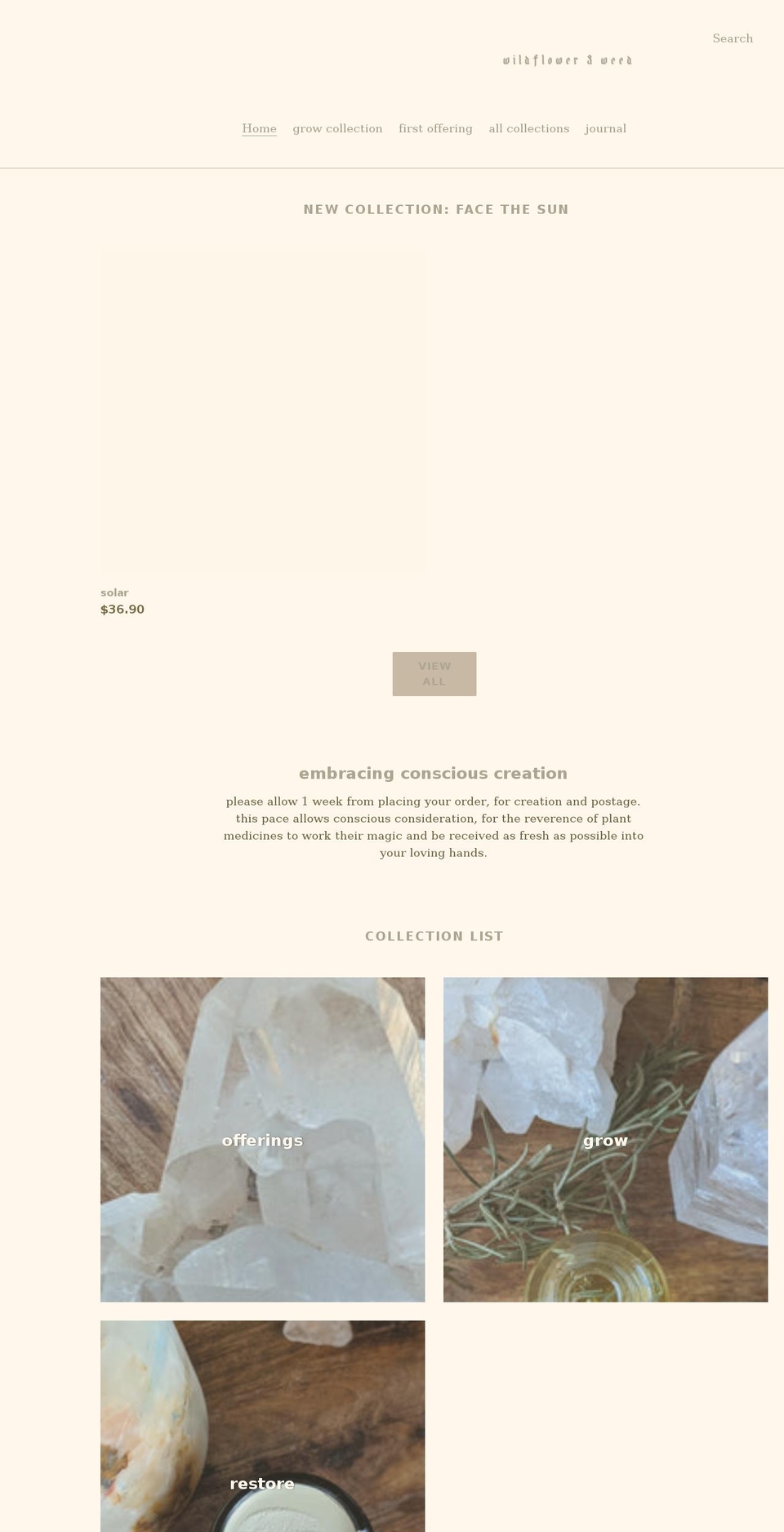 wildflowerandweed.com shopify website screenshot