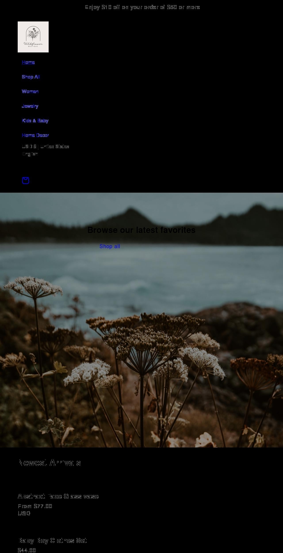 wildflowerbloom.com shopify website screenshot