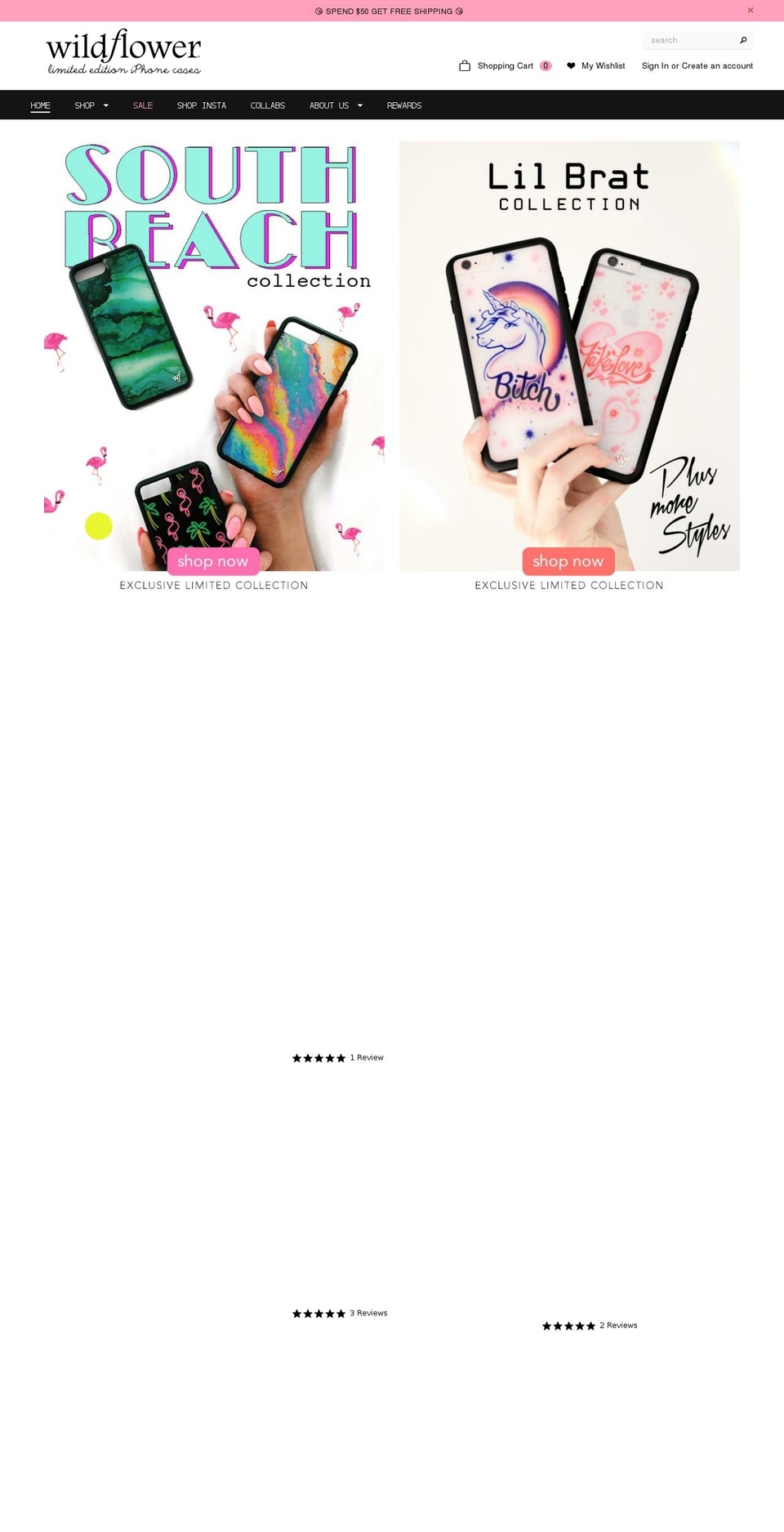 wildflowercases.com shopify website screenshot