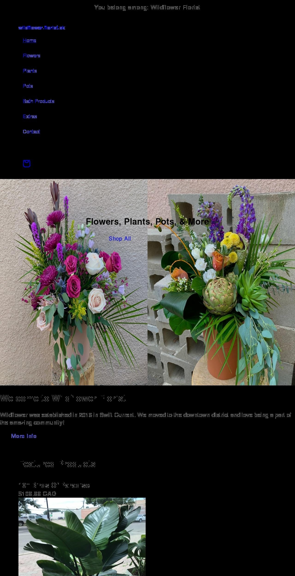 wildflowerflorist.ca shopify website screenshot