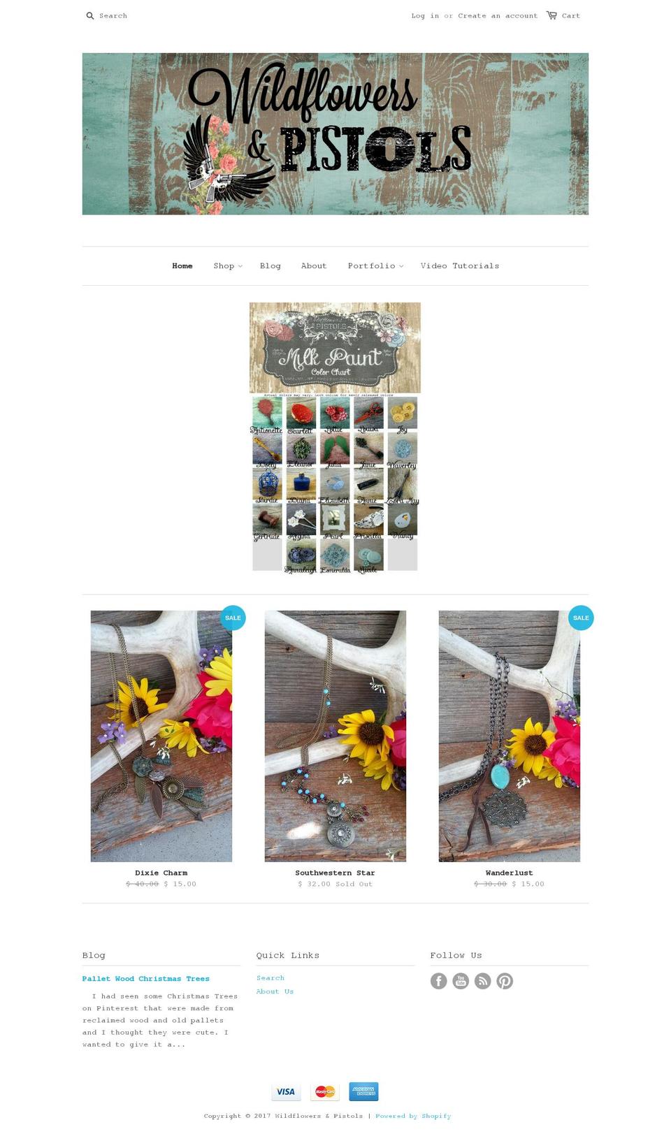 wildflowersandpistols.com shopify website screenshot