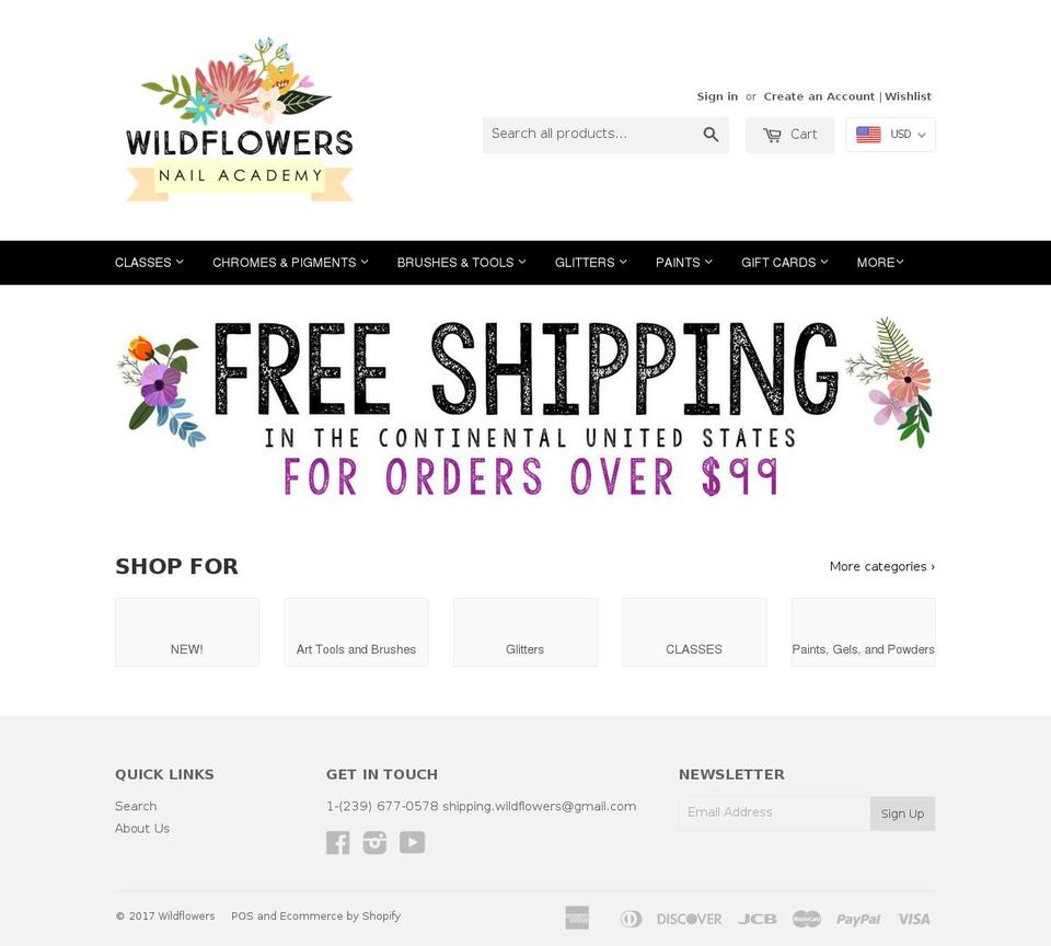 Wildflowers Main Shopify theme site example wildflowersnails.com