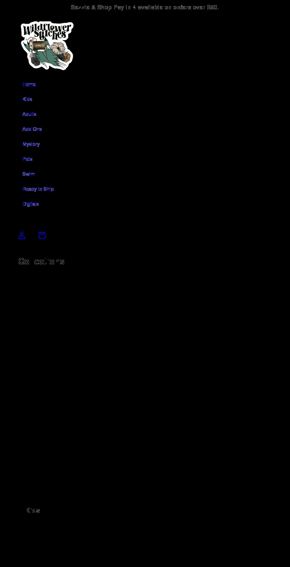 wildflowerstitches.com shopify website screenshot