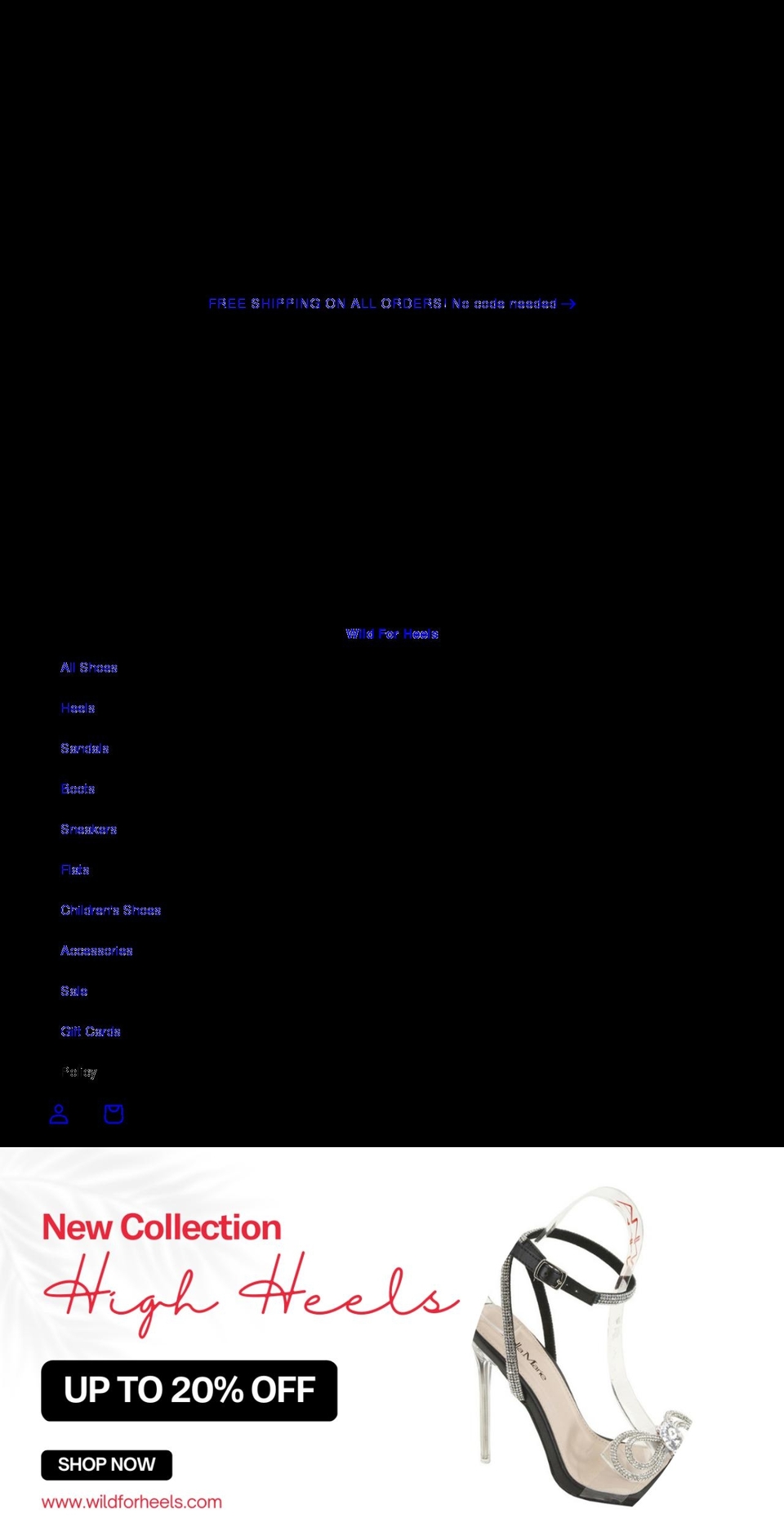 wildforheels.com shopify website screenshot