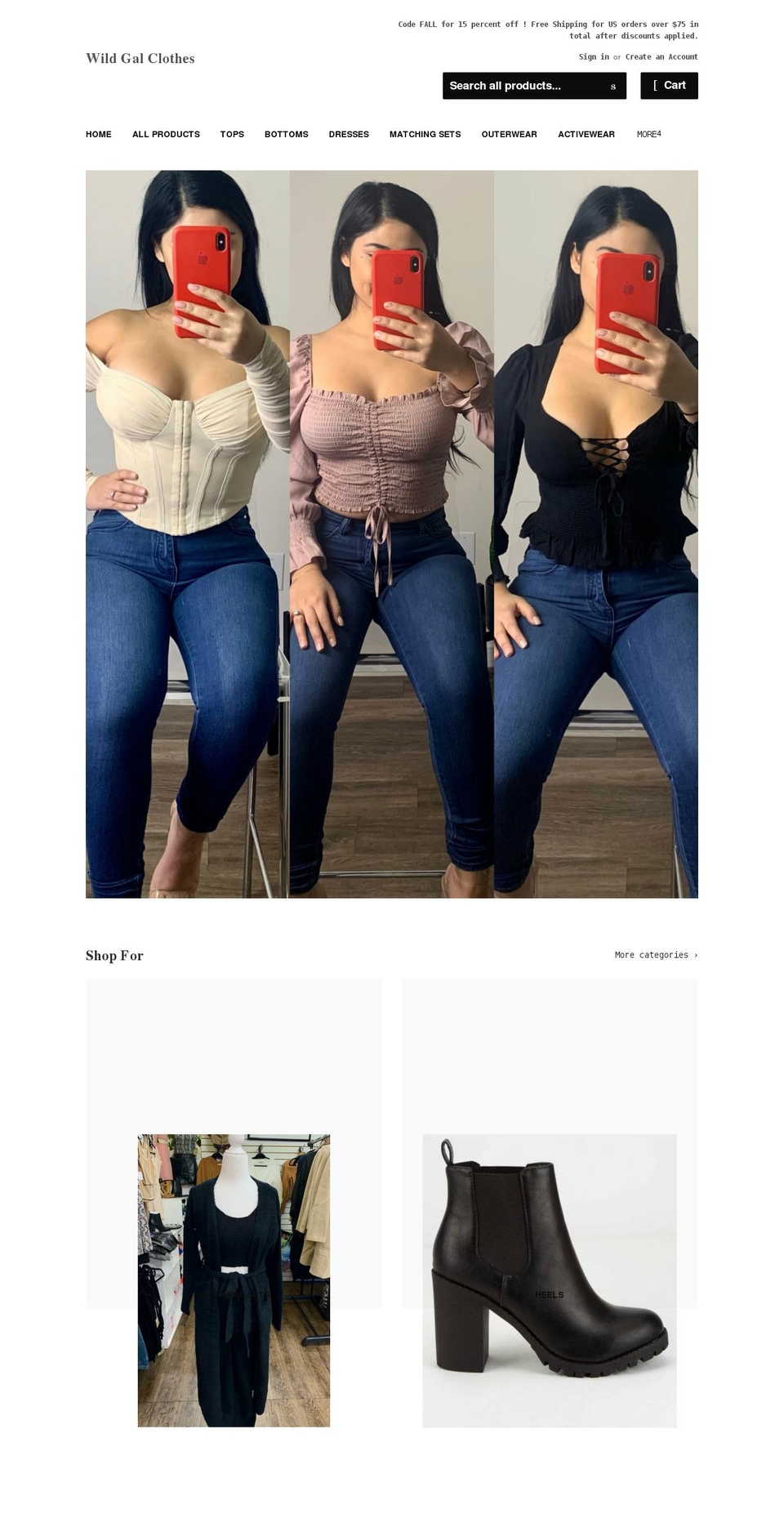 wildgalclothes.com shopify website screenshot