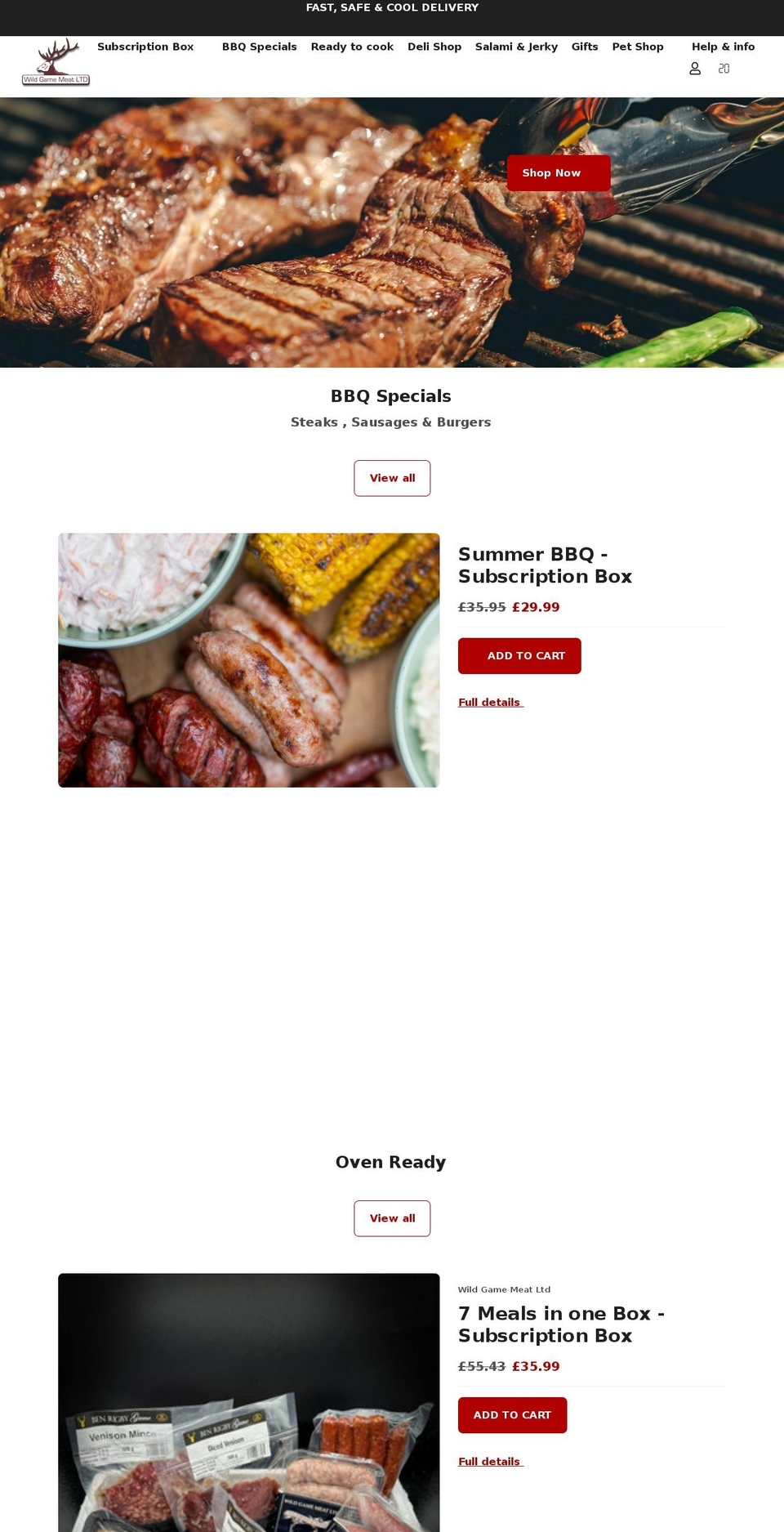 wildgamemeat.co.uk shopify website screenshot