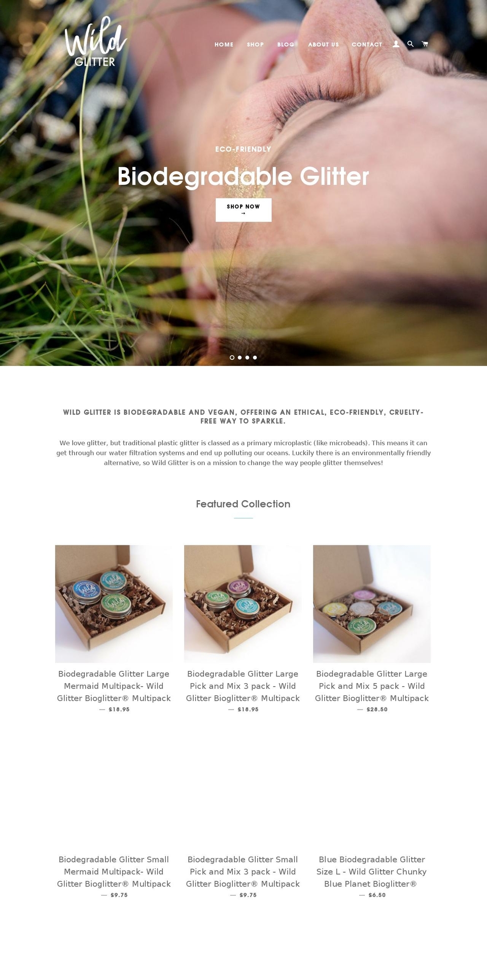 wildglitter.com shopify website screenshot