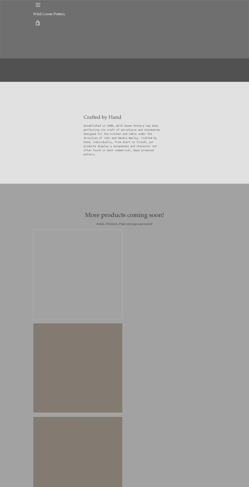 wildgoosepottery.com shopify website screenshot