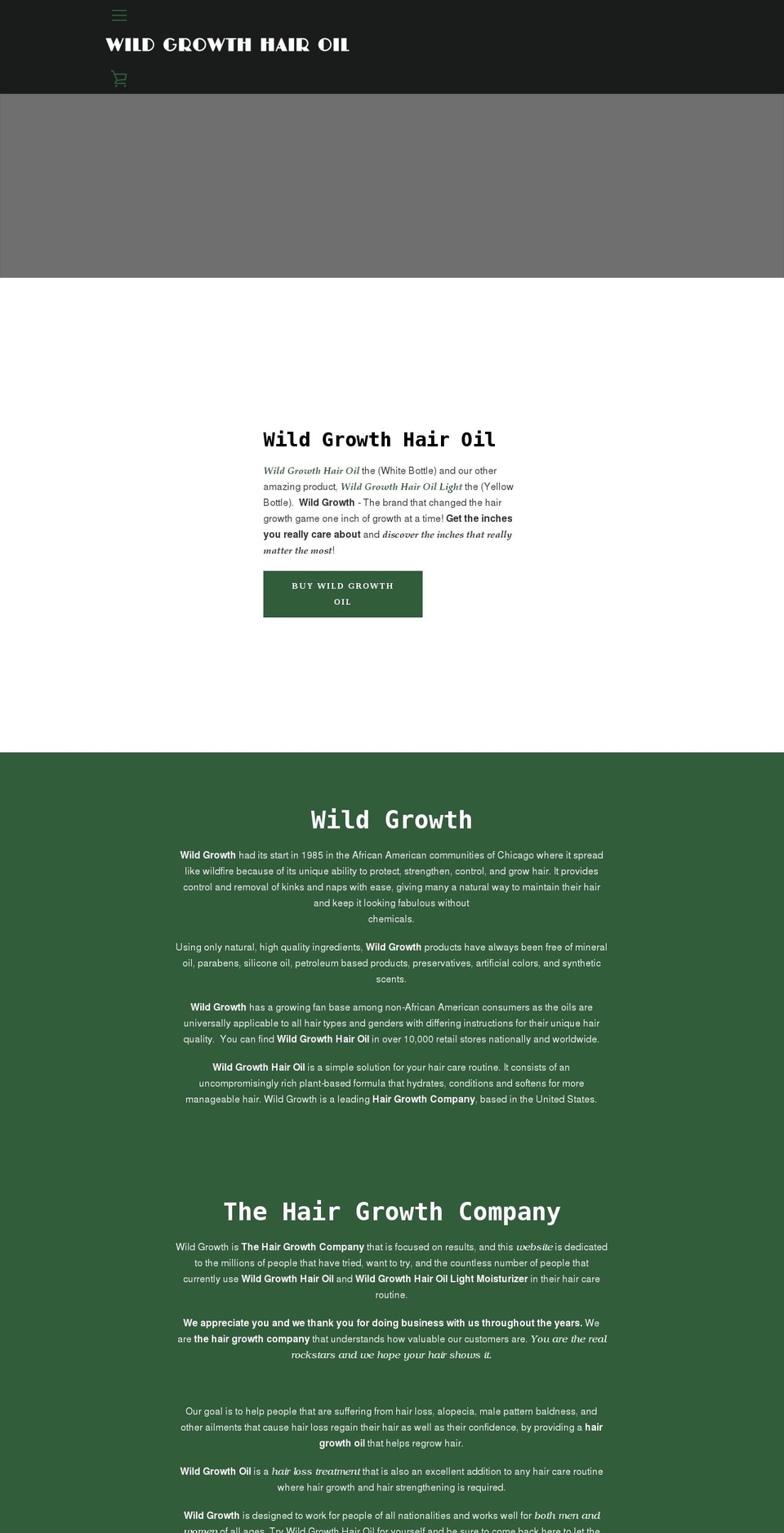 wildgrowthhairoil.com shopify website screenshot