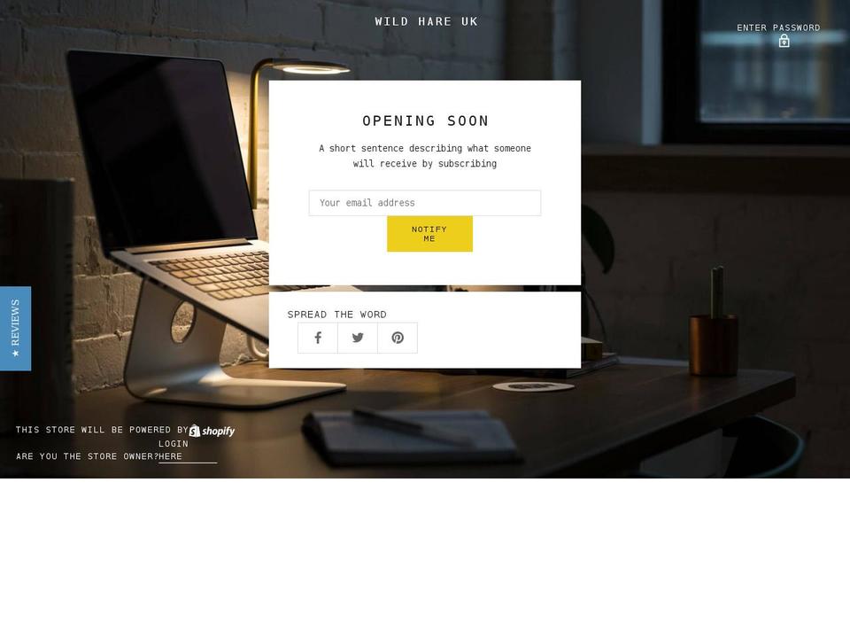Published Theme Shopify theme site example wildhare.co.uk
