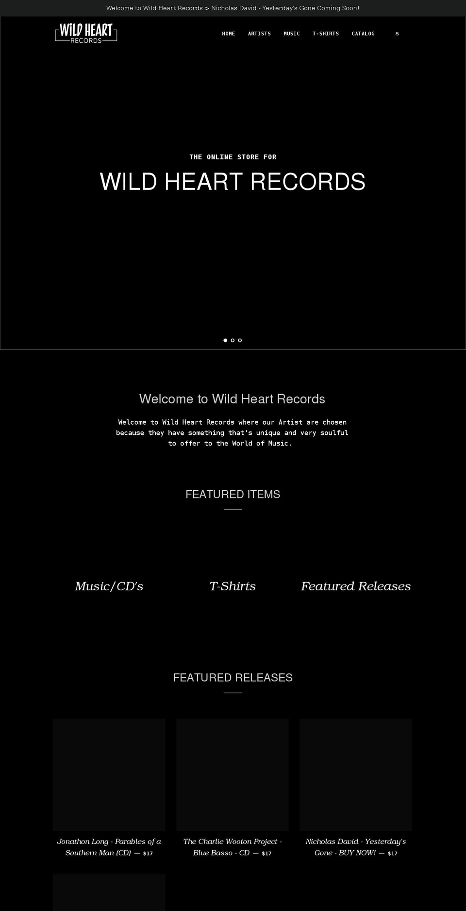wildheartrecords.com shopify website screenshot