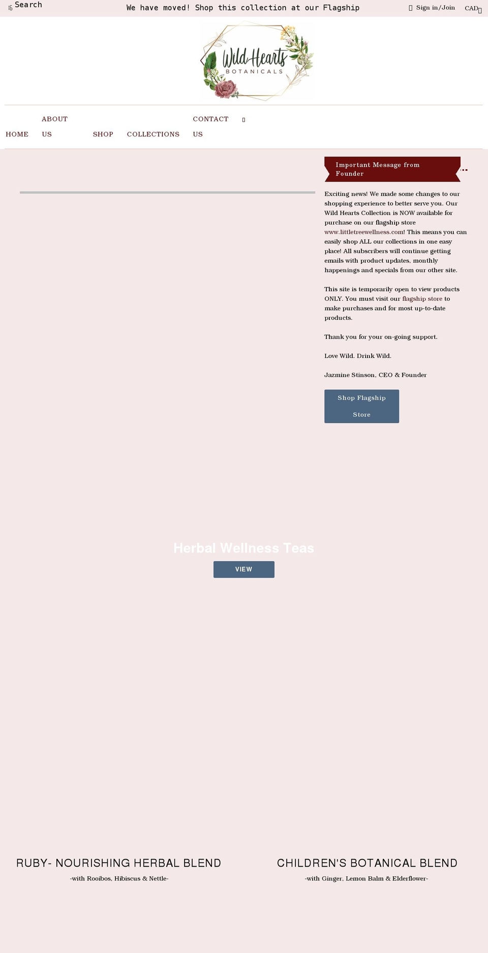 wildheartsbotanicals.com shopify website screenshot