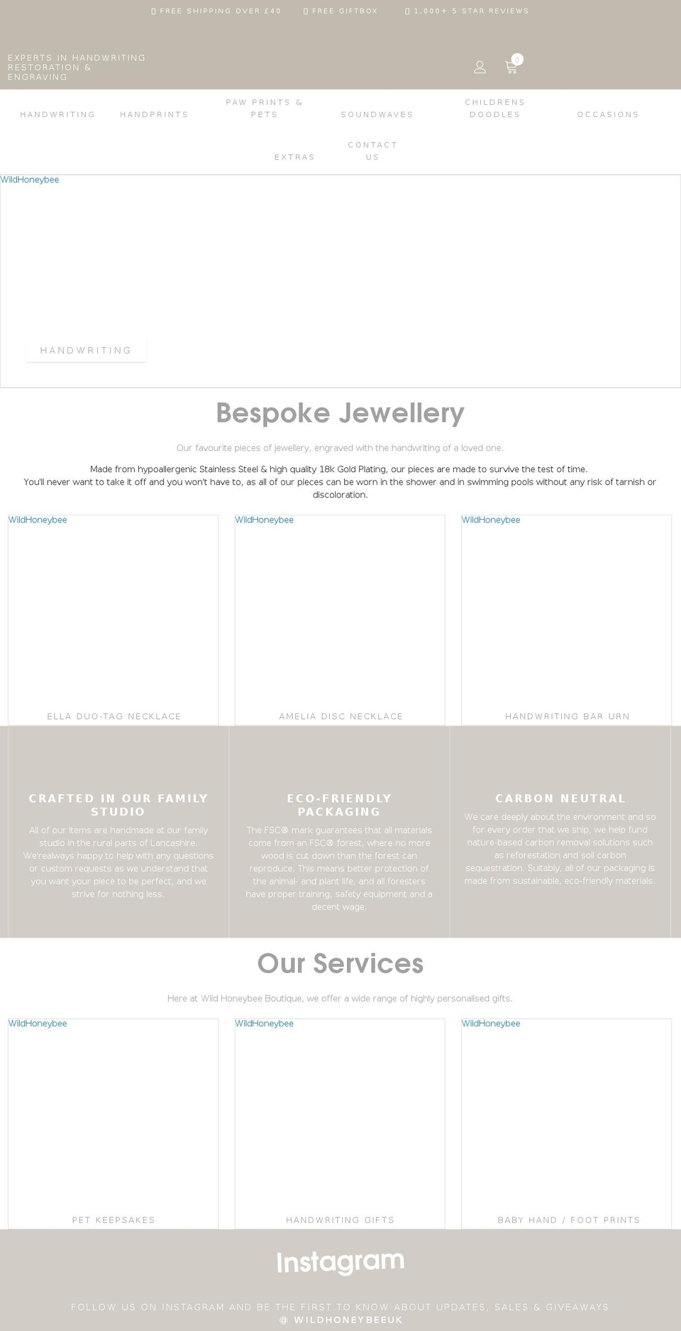 wildhoneybee.co.uk shopify website screenshot
