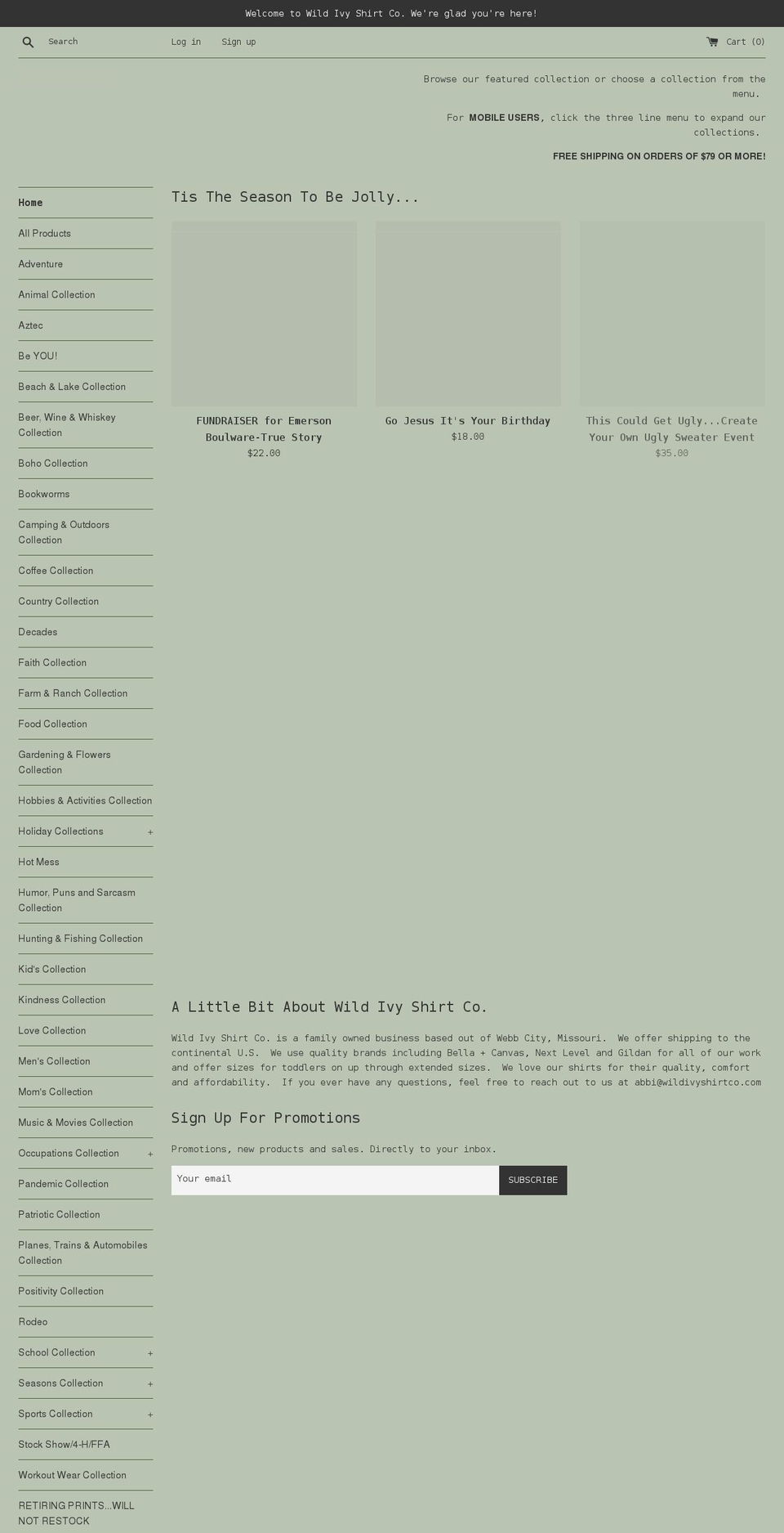 wildivyshirtco.com shopify website screenshot