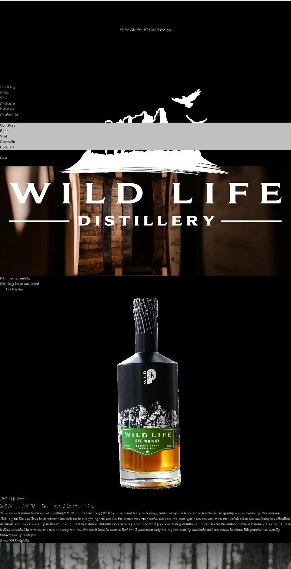 wildlifedistillery.ca shopify website screenshot