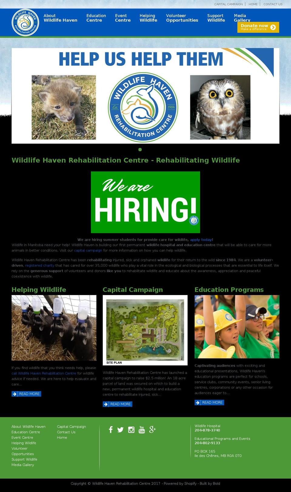 wildlifehaven.ca shopify website screenshot