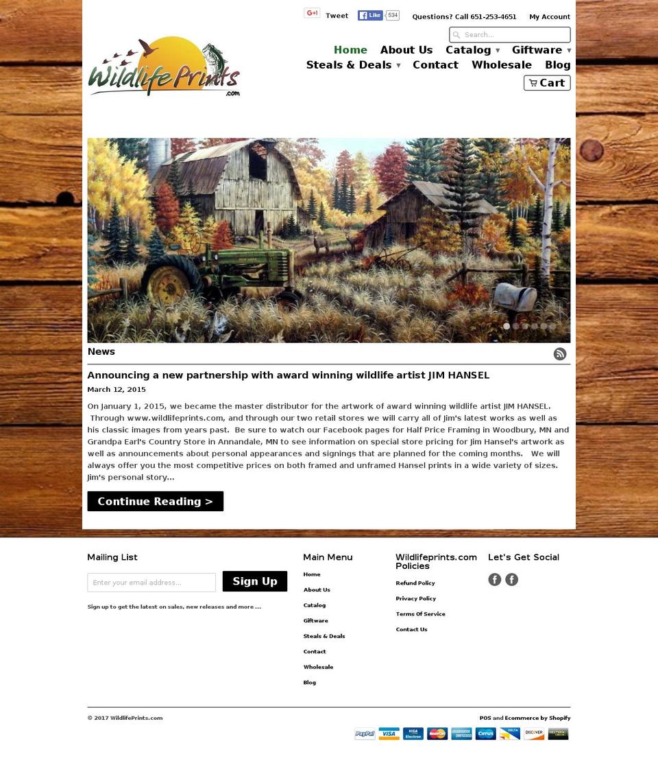 wildlifeprints.com shopify website screenshot