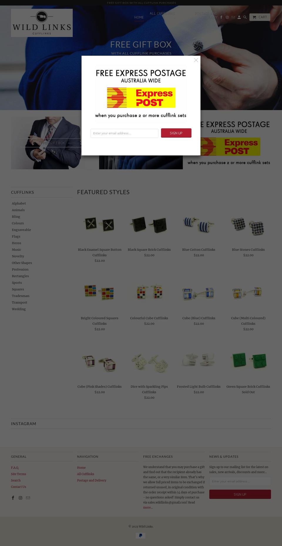 wildlinks.com.au shopify website screenshot