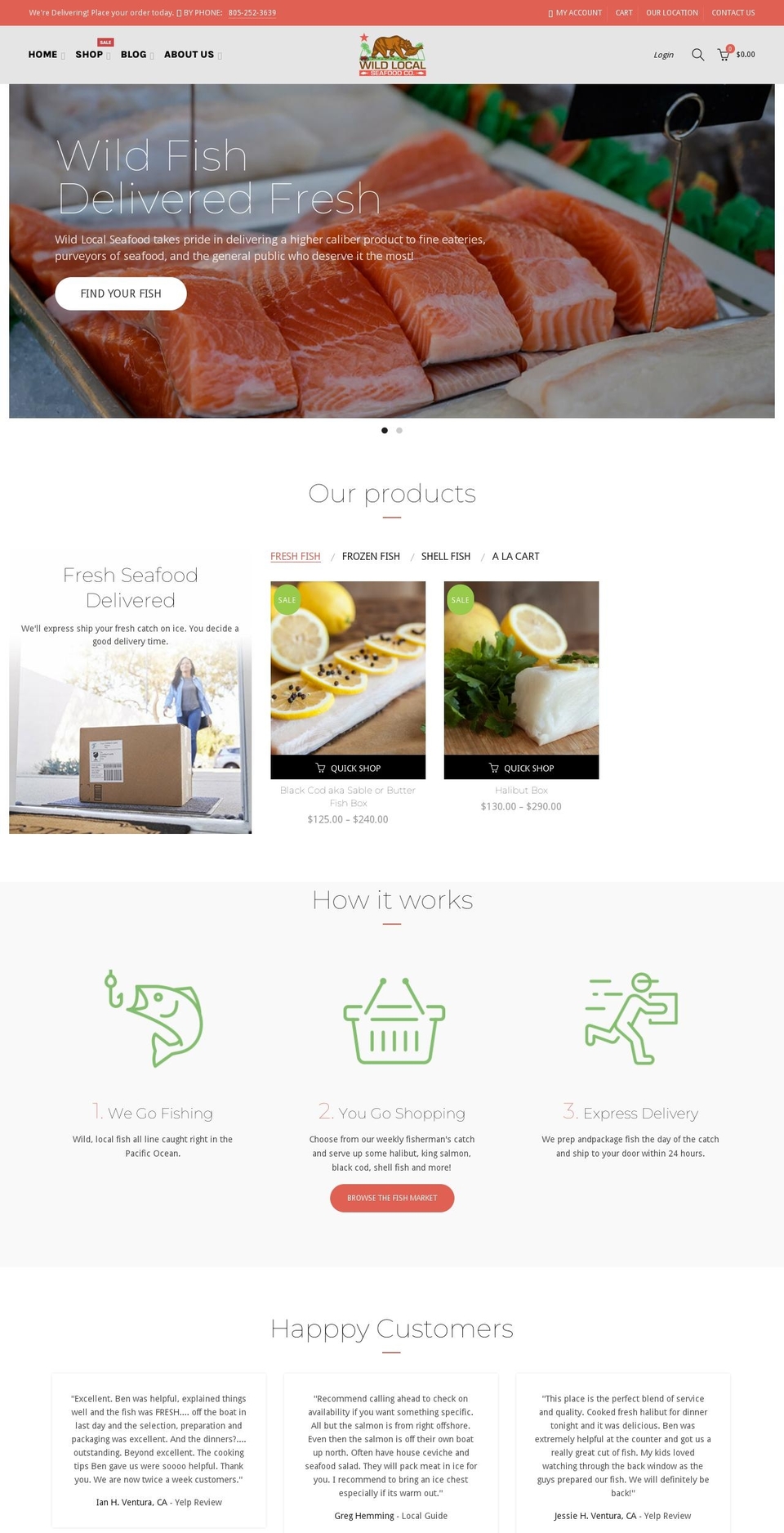 wildlocalseafood.com shopify website screenshot