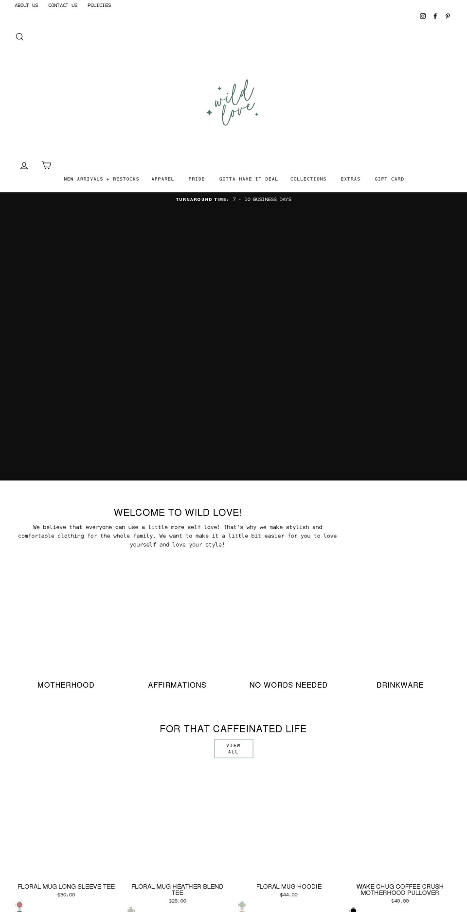 wildloveapparel.com shopify website screenshot