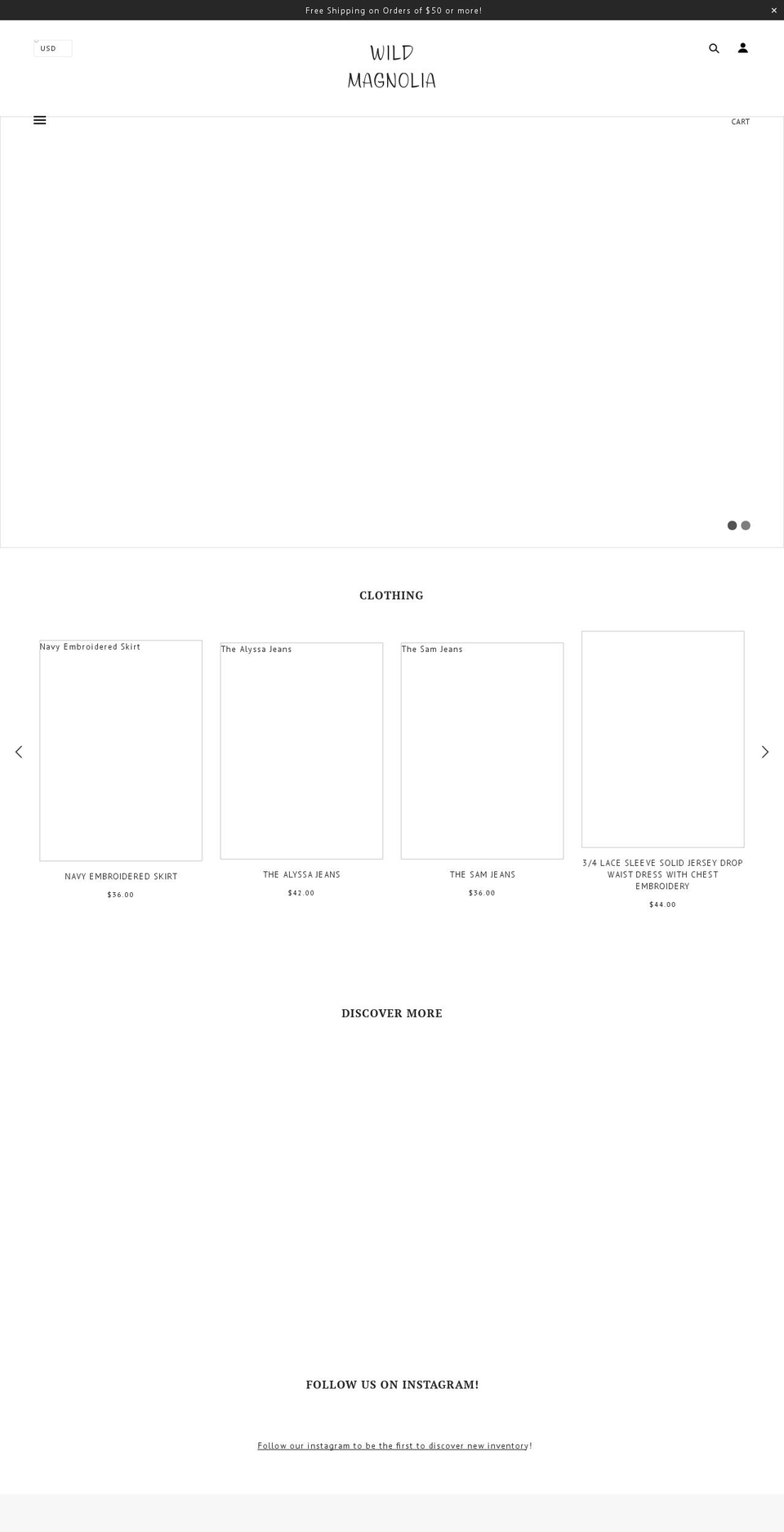 wildmagnolia.net shopify website screenshot