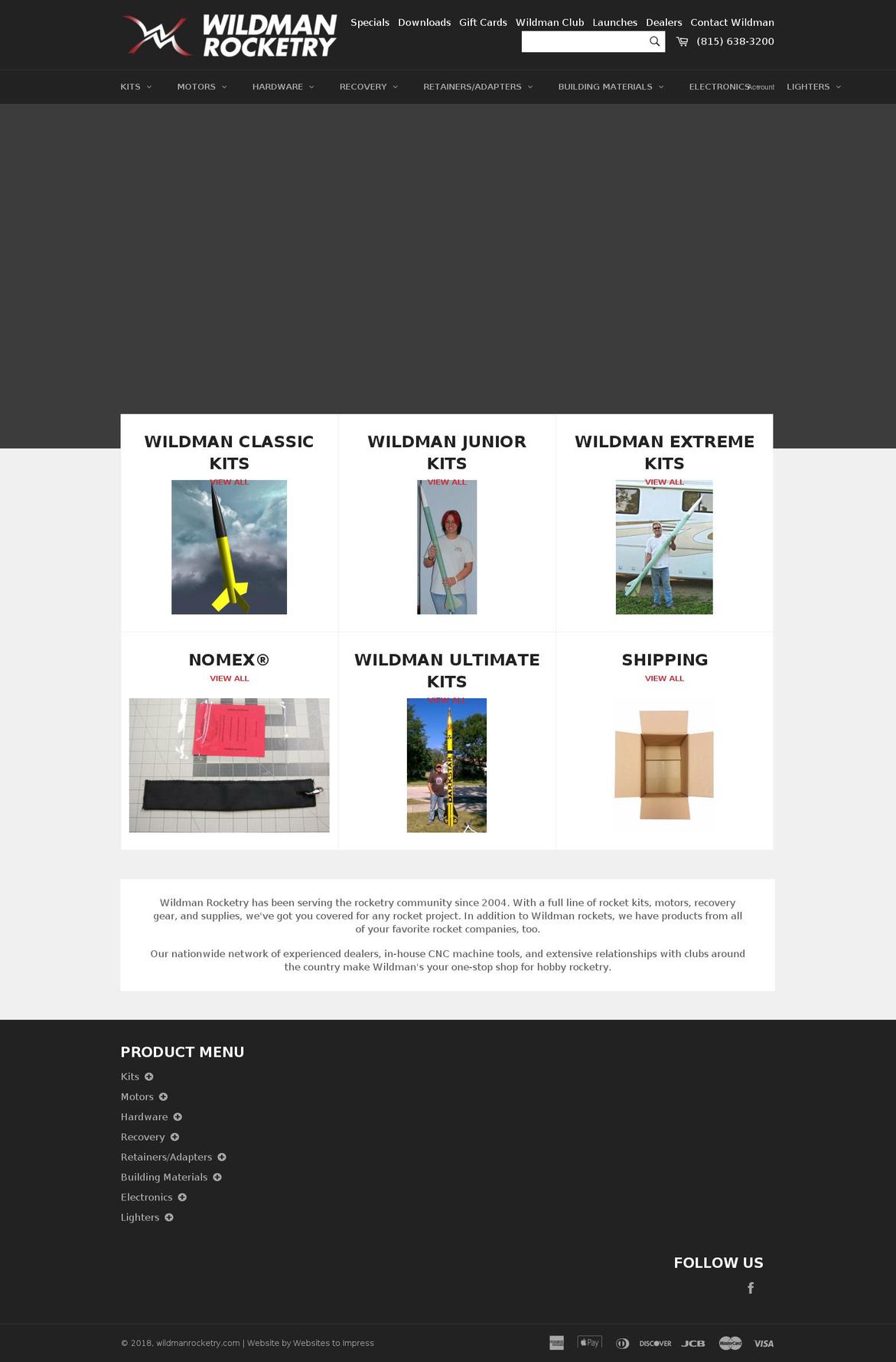 wildmanrocketry.com shopify website screenshot