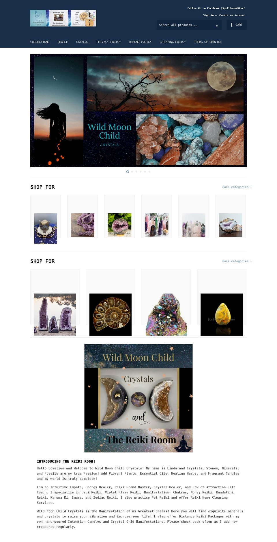 wildmoonchildcrystals.com shopify website screenshot