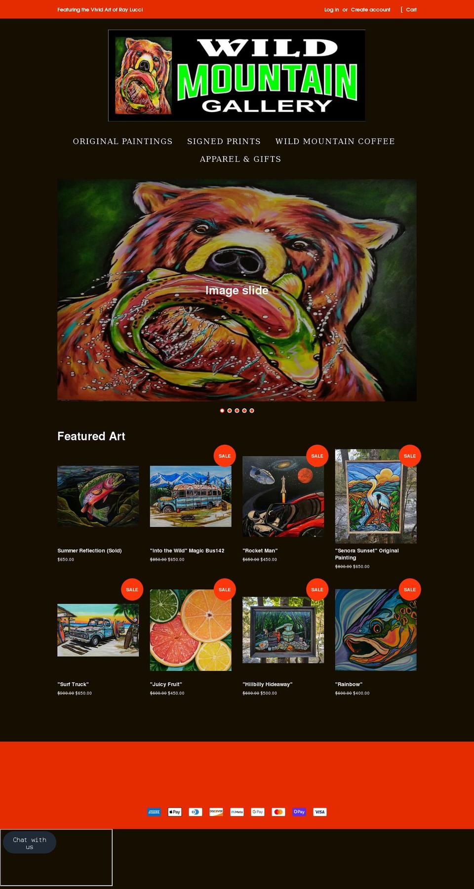 wildmountaingallery.com shopify website screenshot