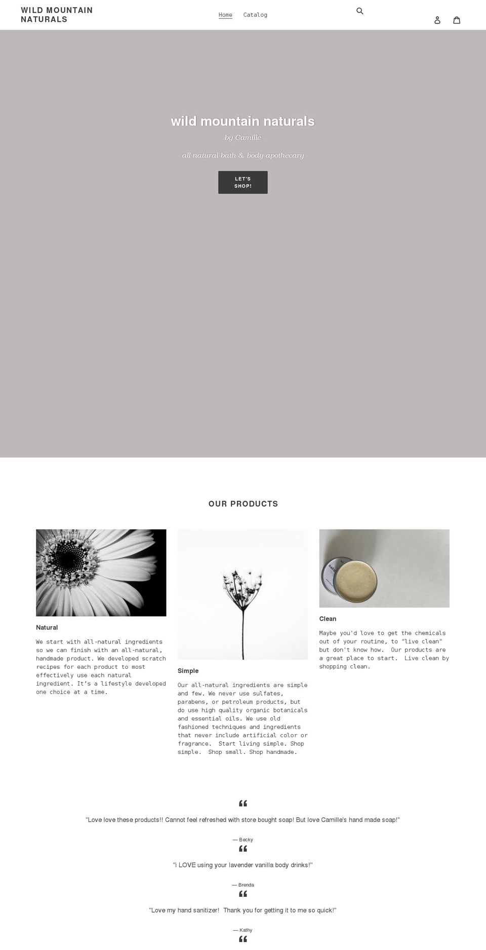 wildmountainnaturals.com shopify website screenshot