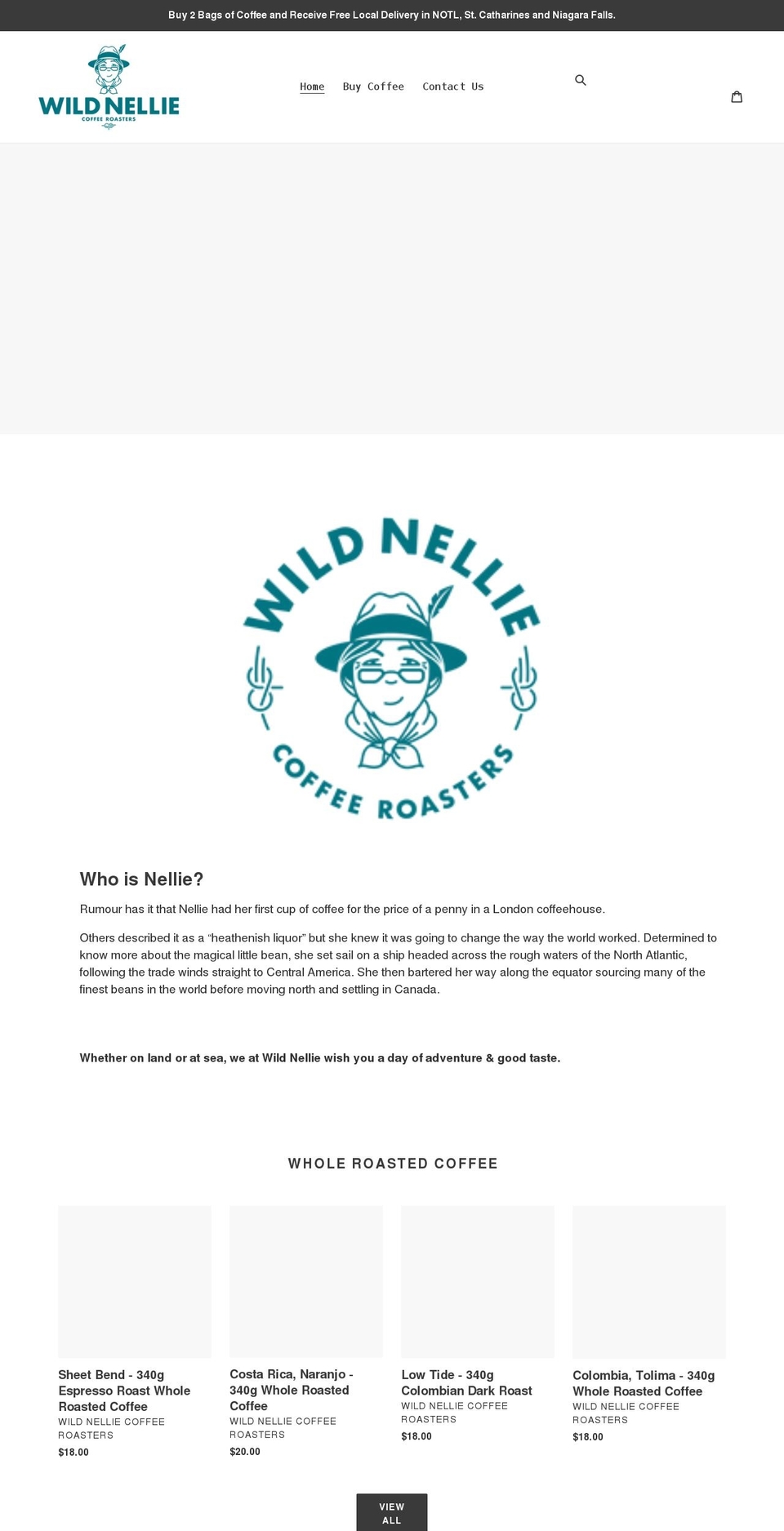 wildnelliecoffee.com shopify website screenshot