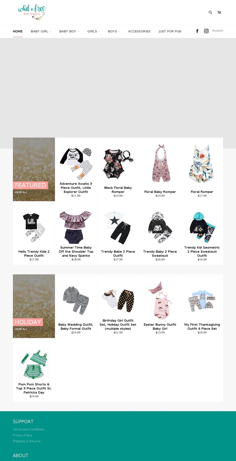 wildnfreeboutique.com shopify website screenshot