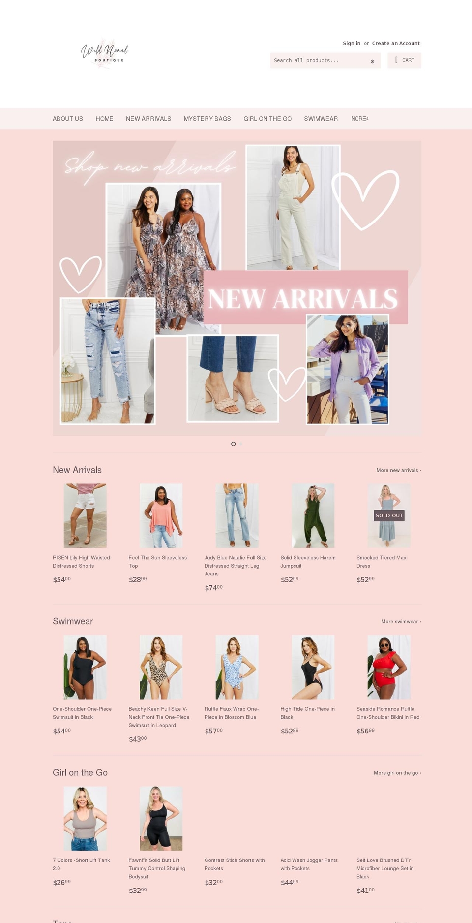 wildnomadboutique.com shopify website screenshot