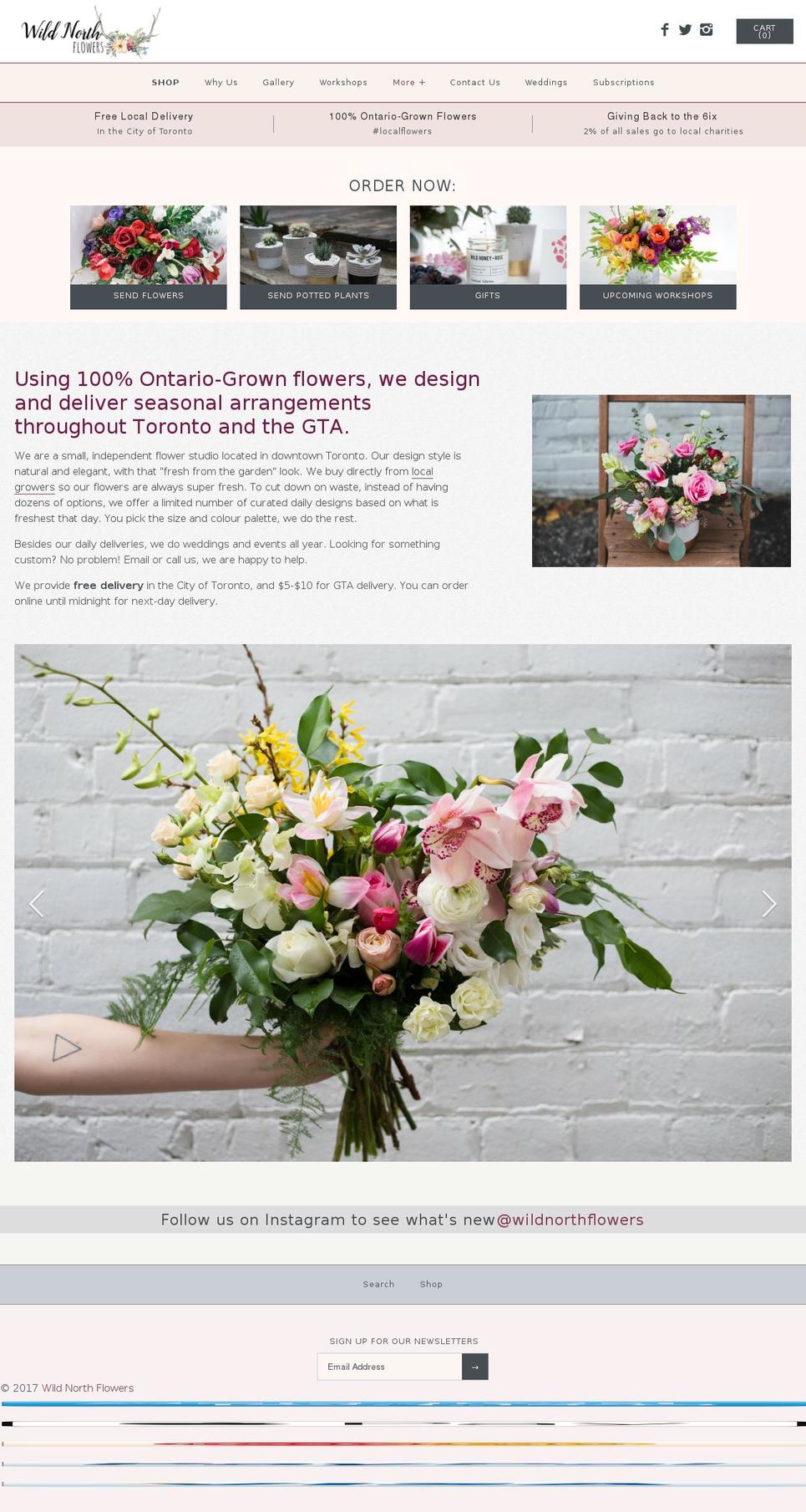 wildnorthflowers.com shopify website screenshot