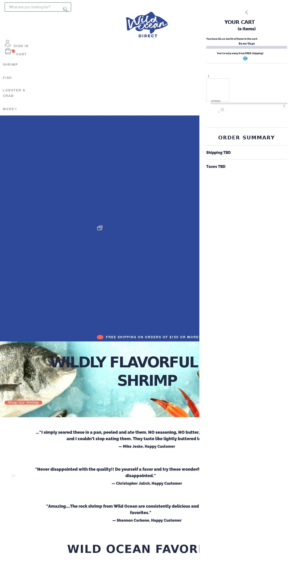 wildoceandirect.com shopify website screenshot