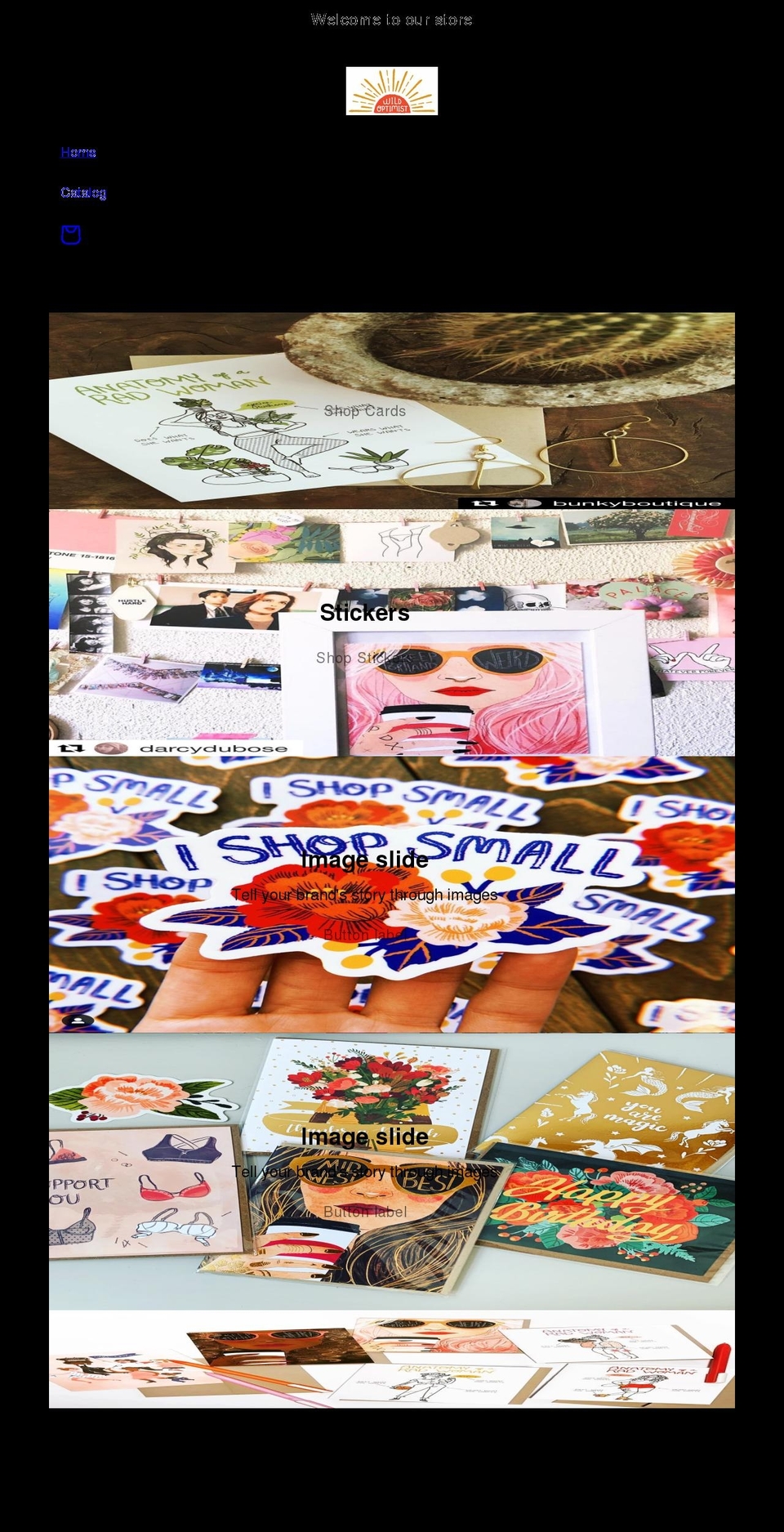 wildoptimist.com shopify website screenshot