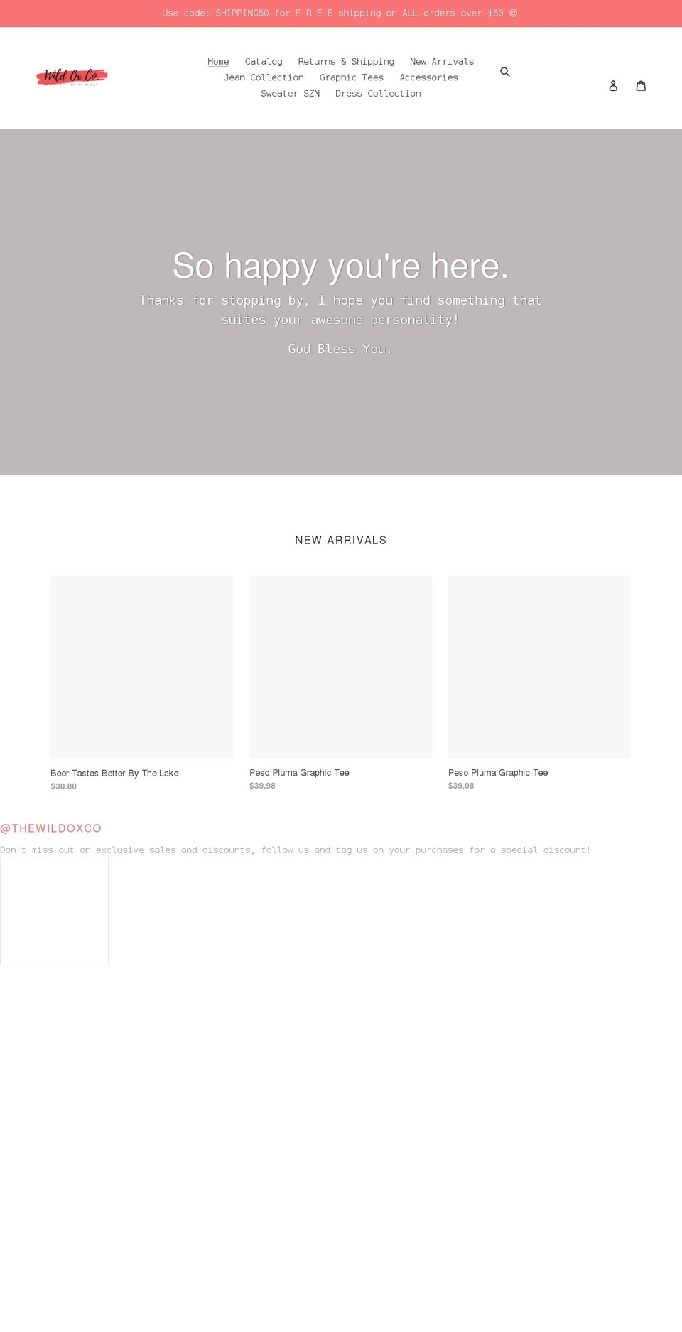 wildoxcompany.com shopify website screenshot