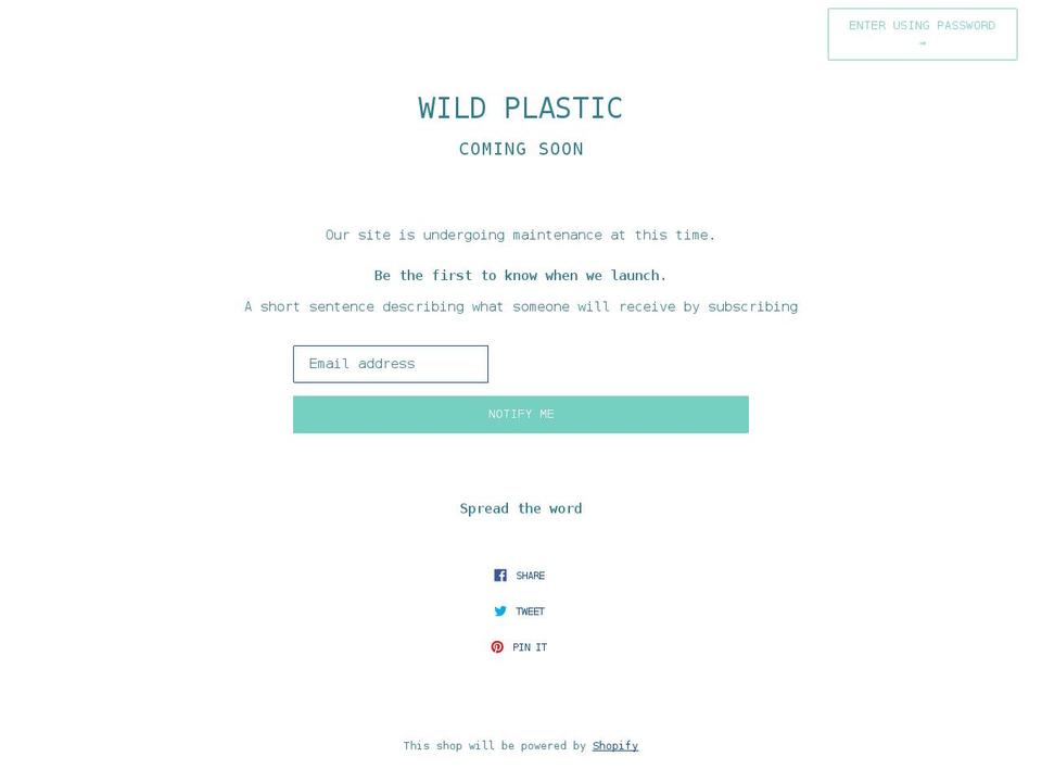 wildplastic.org shopify website screenshot