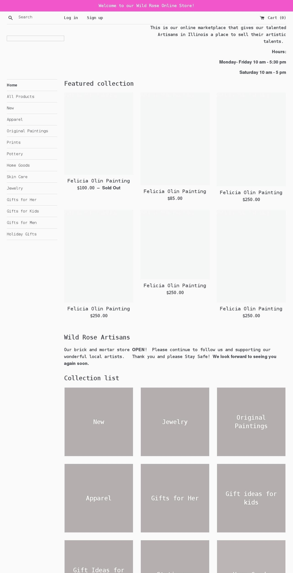 wildroseartisans.com shopify website screenshot