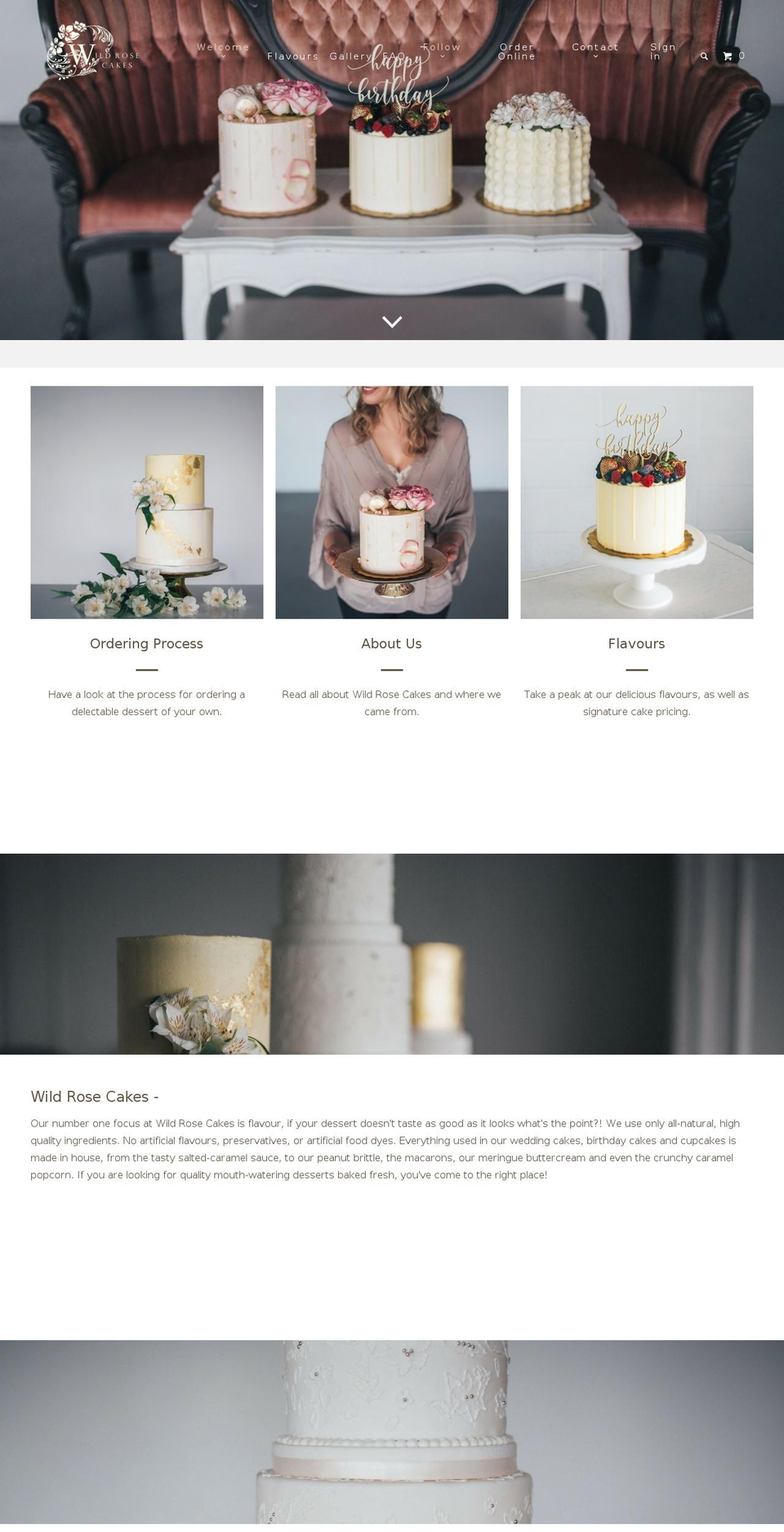 wildrosecakes.com shopify website screenshot