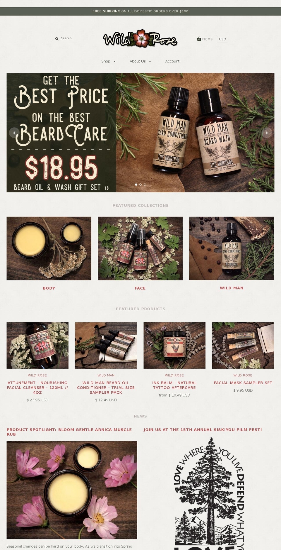Pacific Shopify theme site example wildroseherbs.com